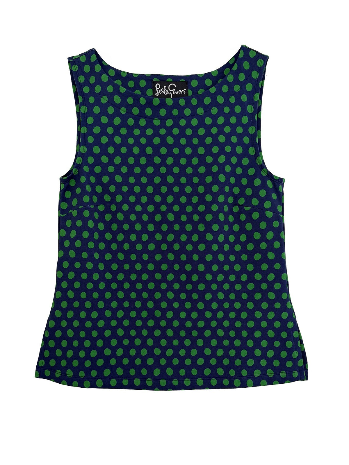 STELLA top Polka Dots Navy and Green - Lesley Evers-Best Seller-jubilee-new