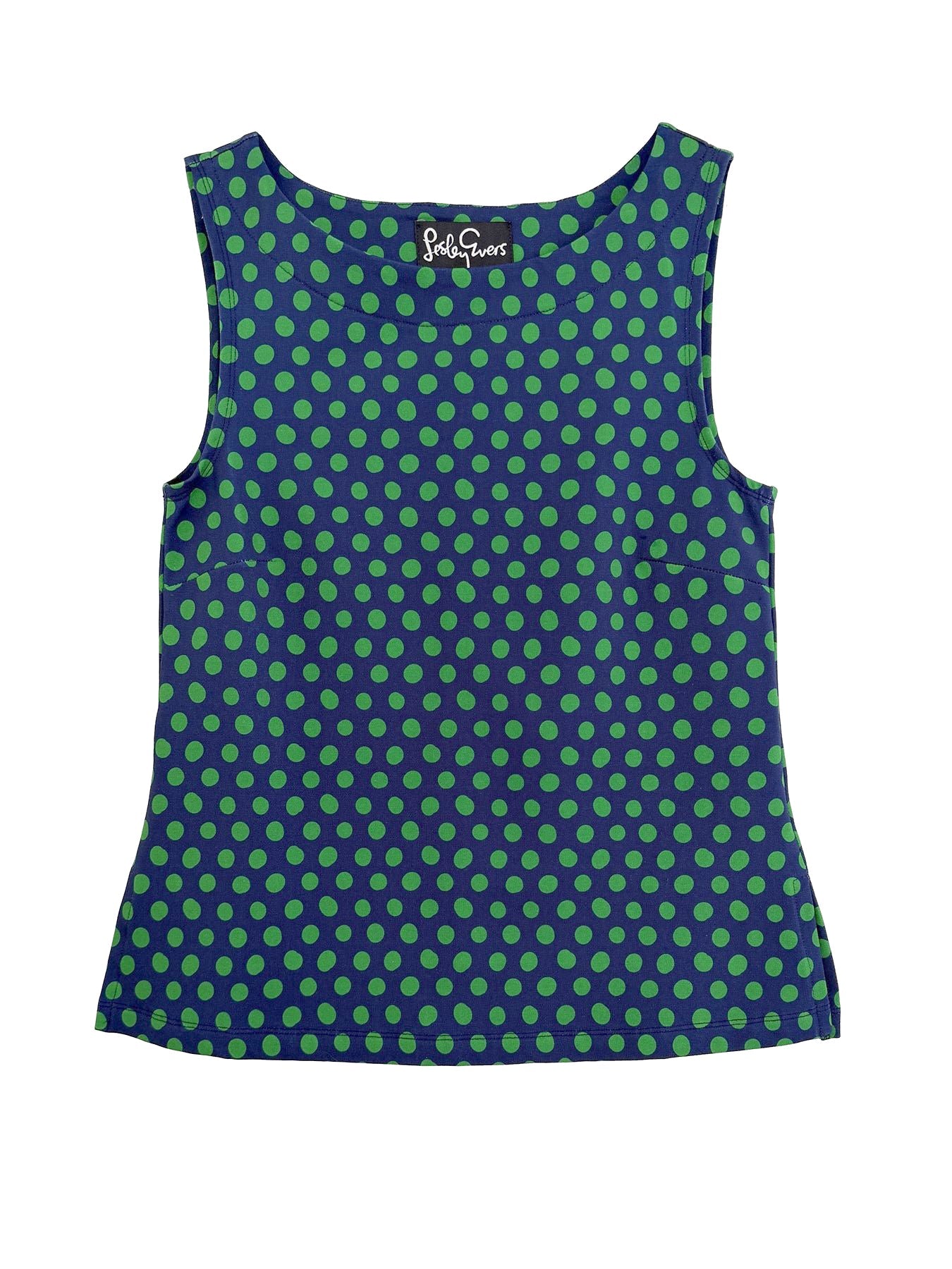 STELLA top Polka Dots Navy and Green - Lesley Evers-Best Seller-jubilee-new