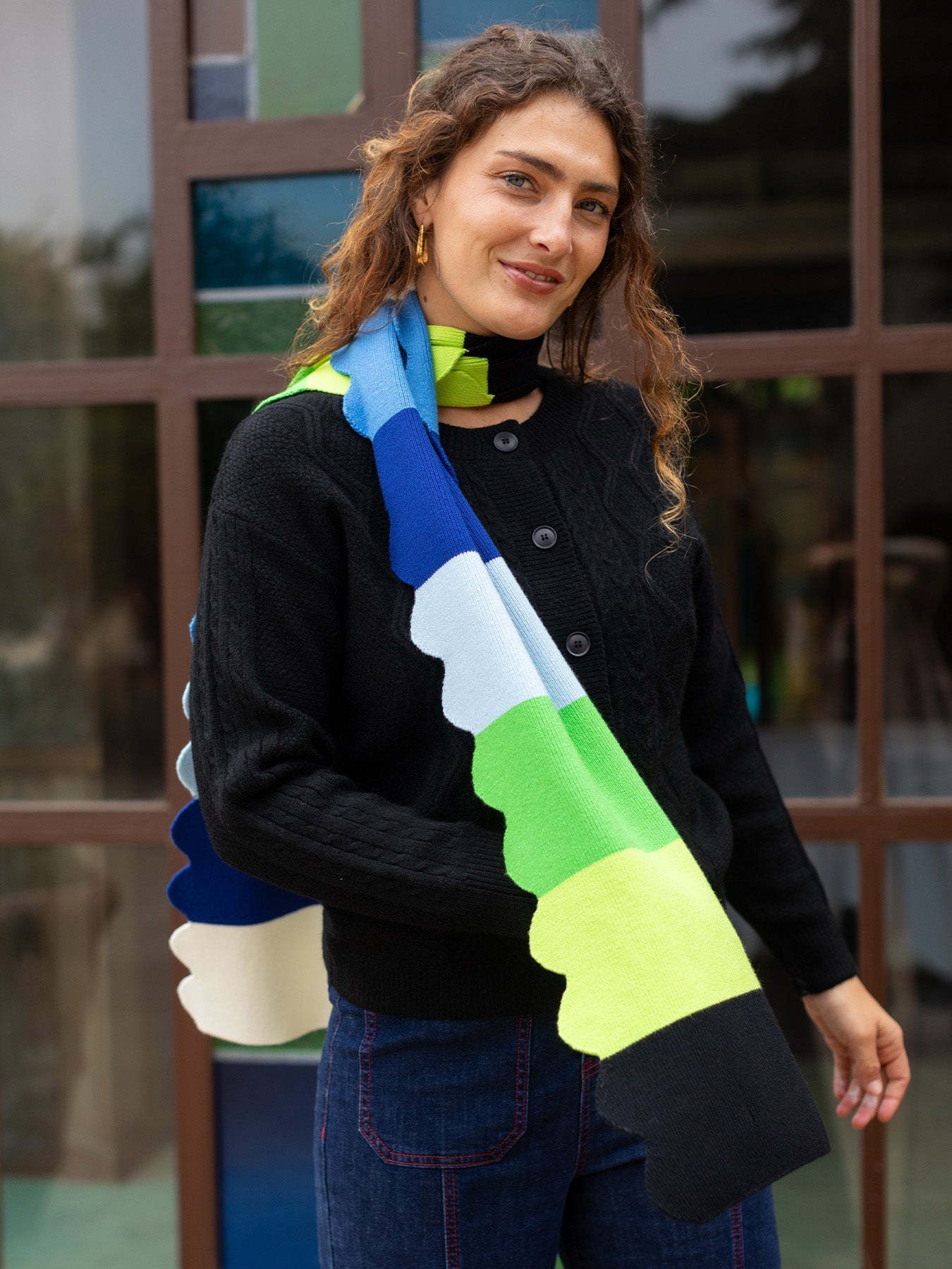 STEVIE scarf Seabreeze Stripe - Lesley Evers - Accessories - scallop - scallops