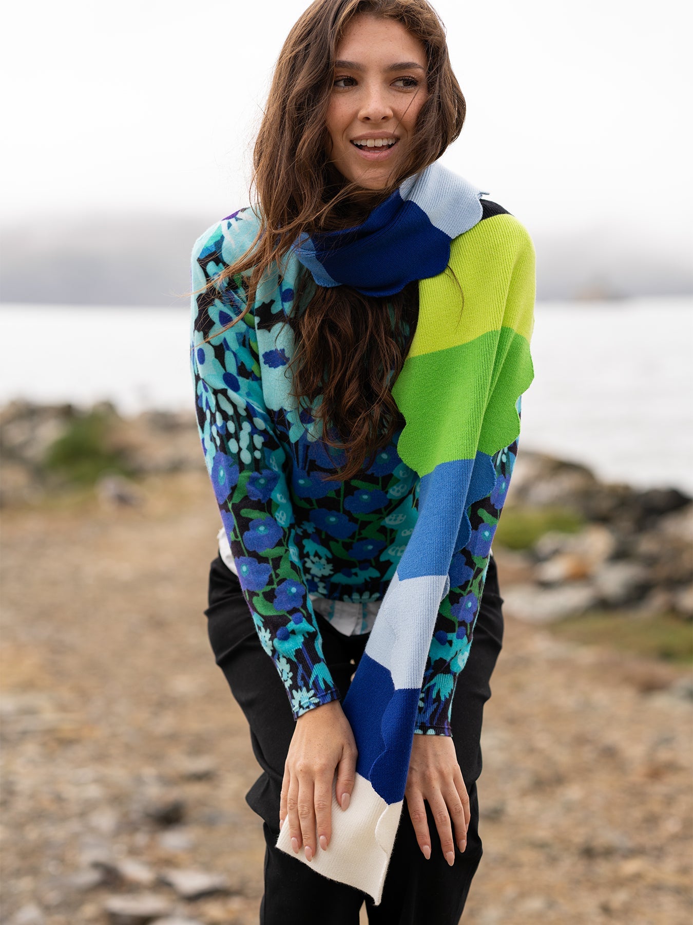 STEVIE scarf Seabreeze Stripe - Lesley Evers - Accessories - scallop - scallops