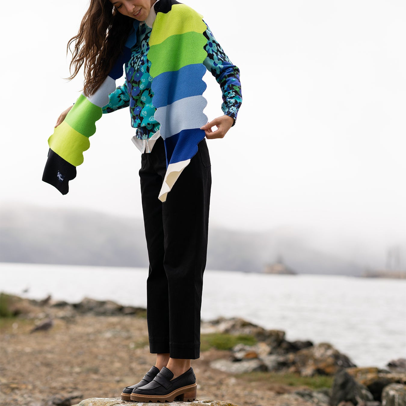 STEVIE scarf Seabreeze Stripe - Lesley Evers - Accessories - scallop - scallops