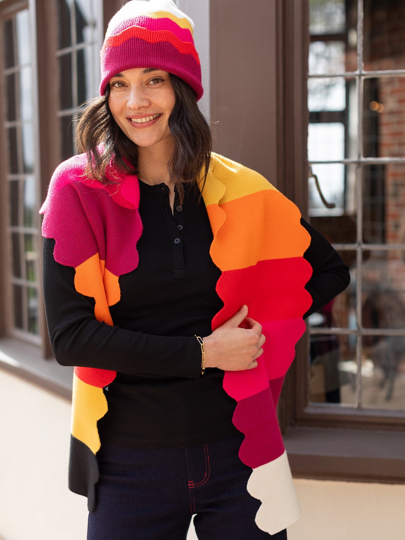 STEVIE scarf Sunset Stripe - Lesley Evers - Accessories - scallop - scallops