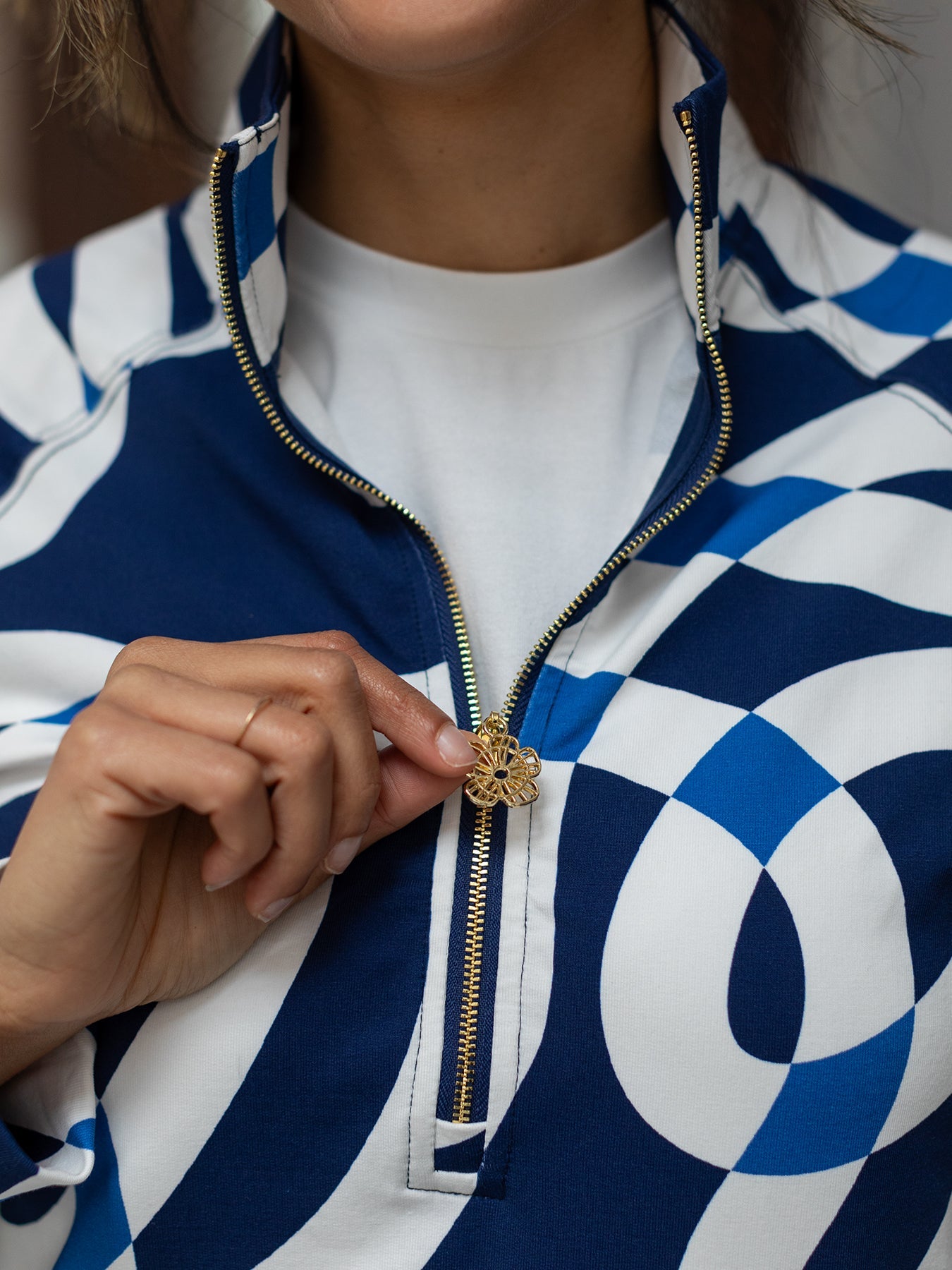 SYDNEY pullover Ribbon Navy - Lesley Evers - pickleball collection - Shop - Shop/All Products