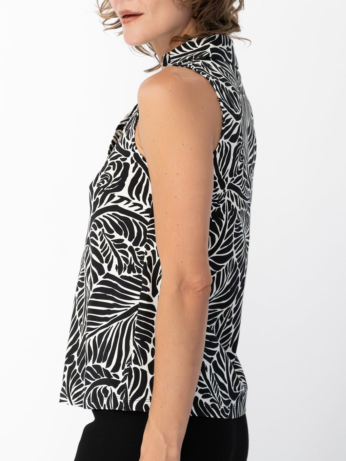 TESSA top Frond Black - Lesley Evers-Button Top-clothing-colorful
