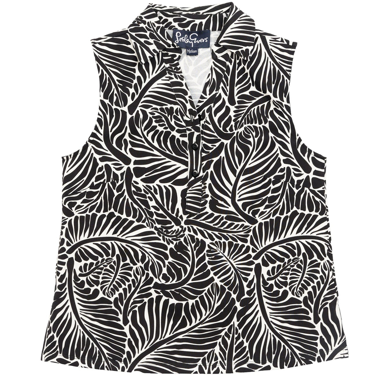TESSA top Frond Black - Lesley Evers - Button Top - clothing - colorful