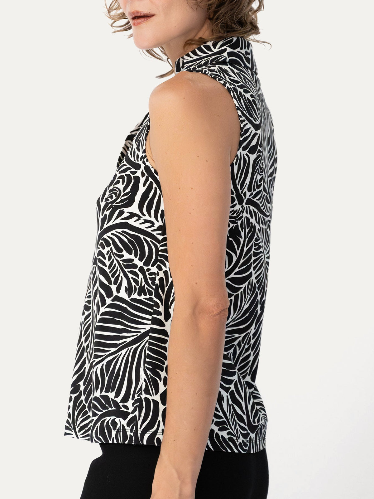 TESSA top Frond Black - Lesley Evers-Button Top-clothing-colorful
