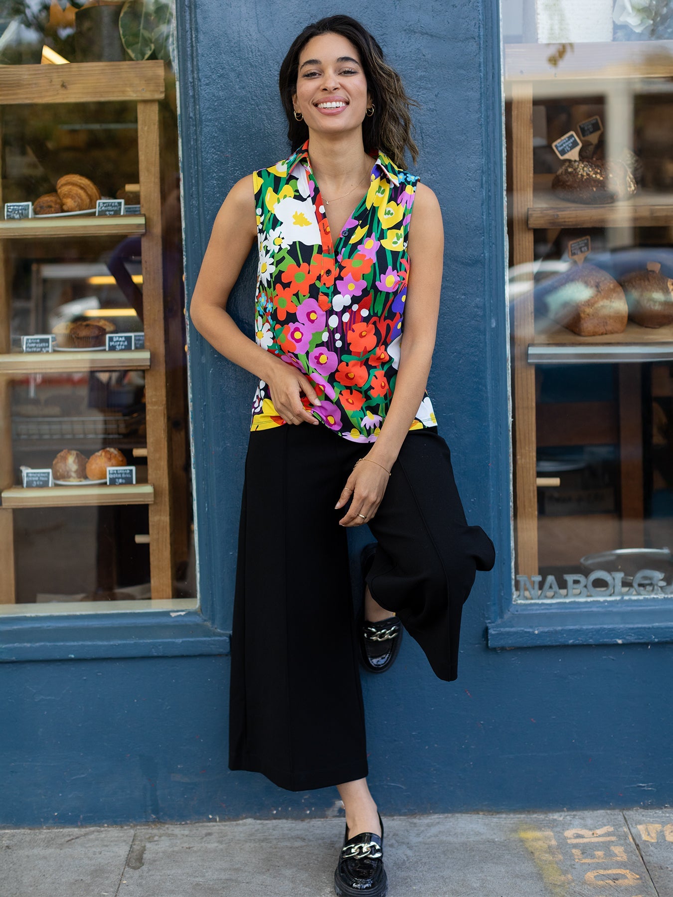 TESSA top Garden Party - Lesley Evers - Button Top - clothing - colorful