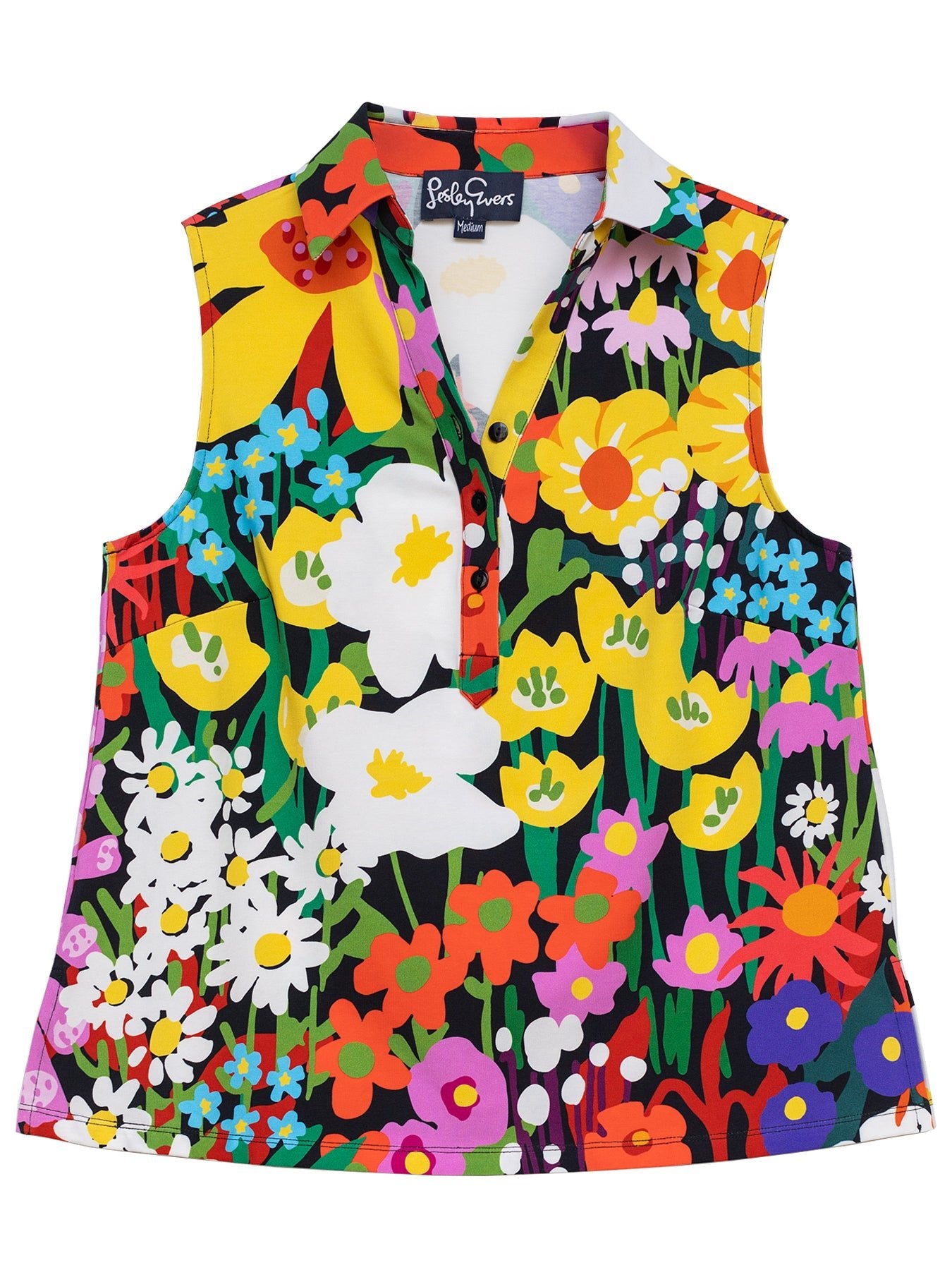 TESSA top Garden Party - Lesley Evers - Button Top - clothing - colorful