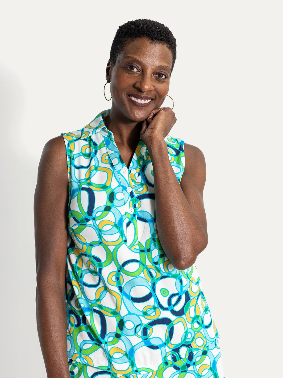 TESSA top Loops Blue - Lesley Evers-Button Top-clothing-colorful