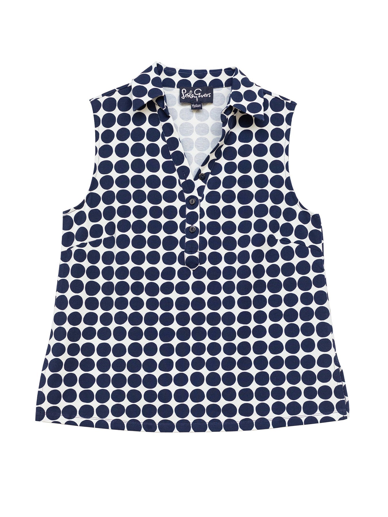 TESSA top Navy Dots - Lesley Evers - Button Top - clothing - colorful
