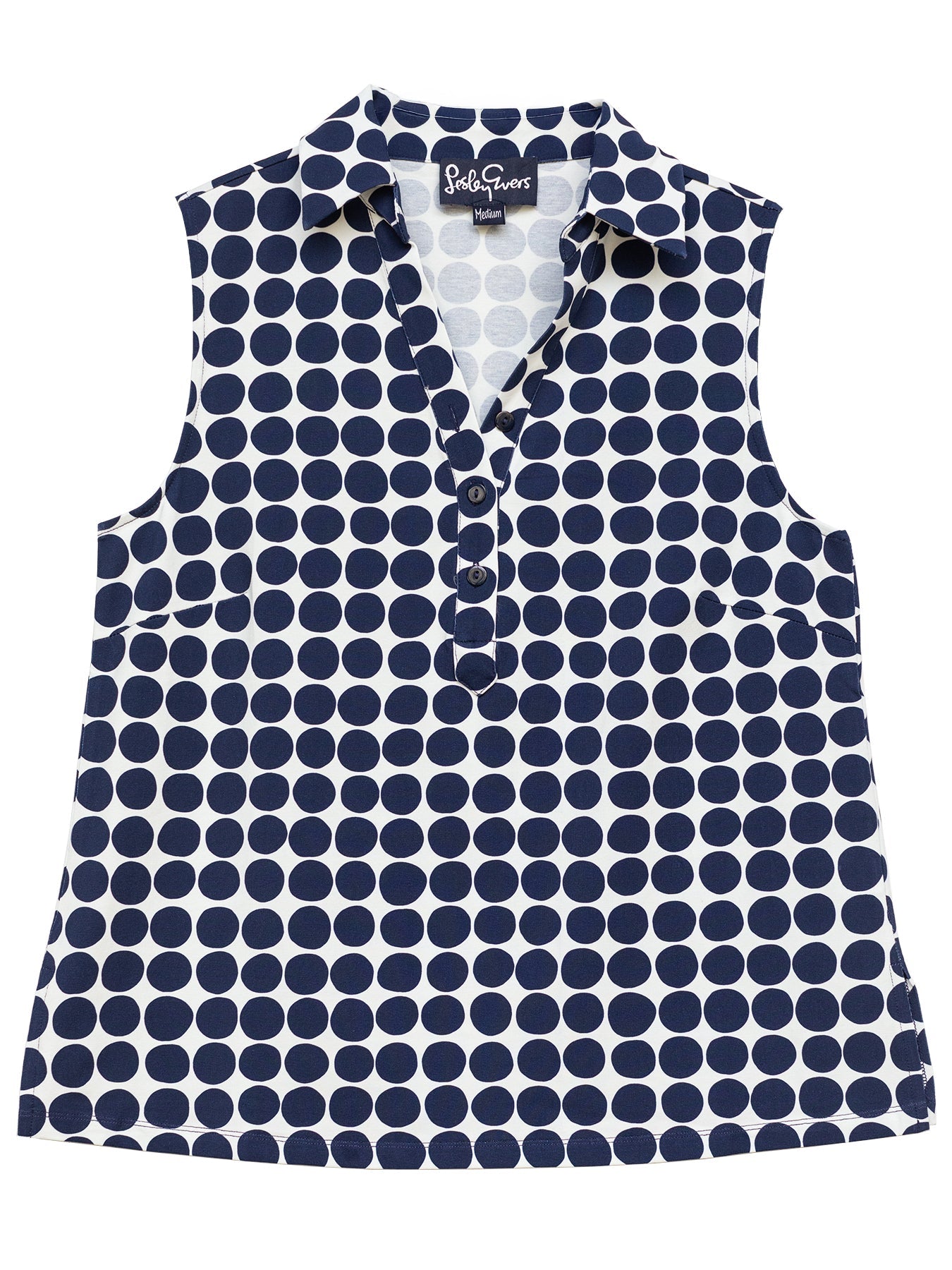 TESSA top Navy Dots - Lesley Evers - Button Top - clothing - colorful