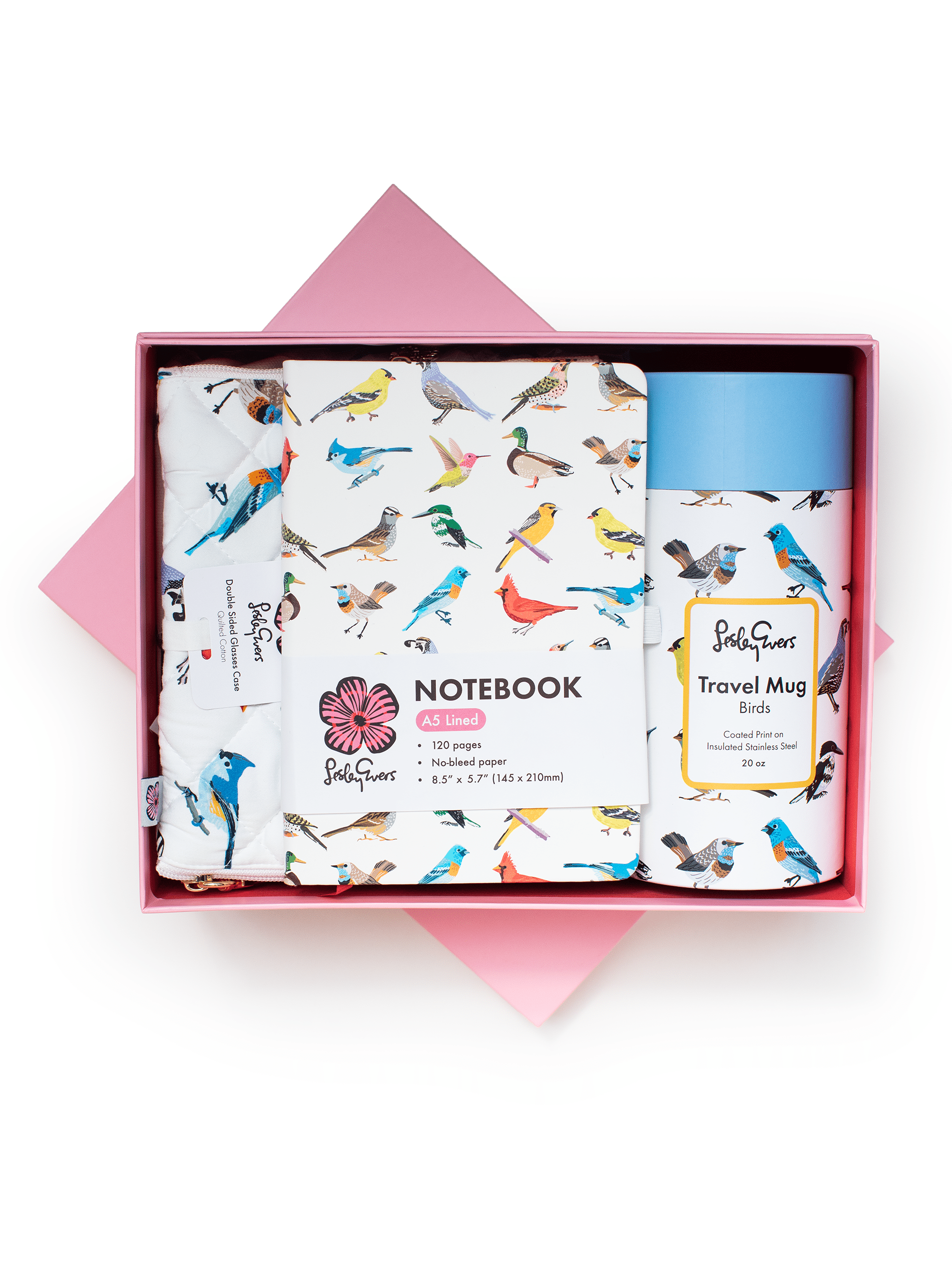 The Birds Gift Box - Lesley Evers - A5 Notebook - bundle - desk set