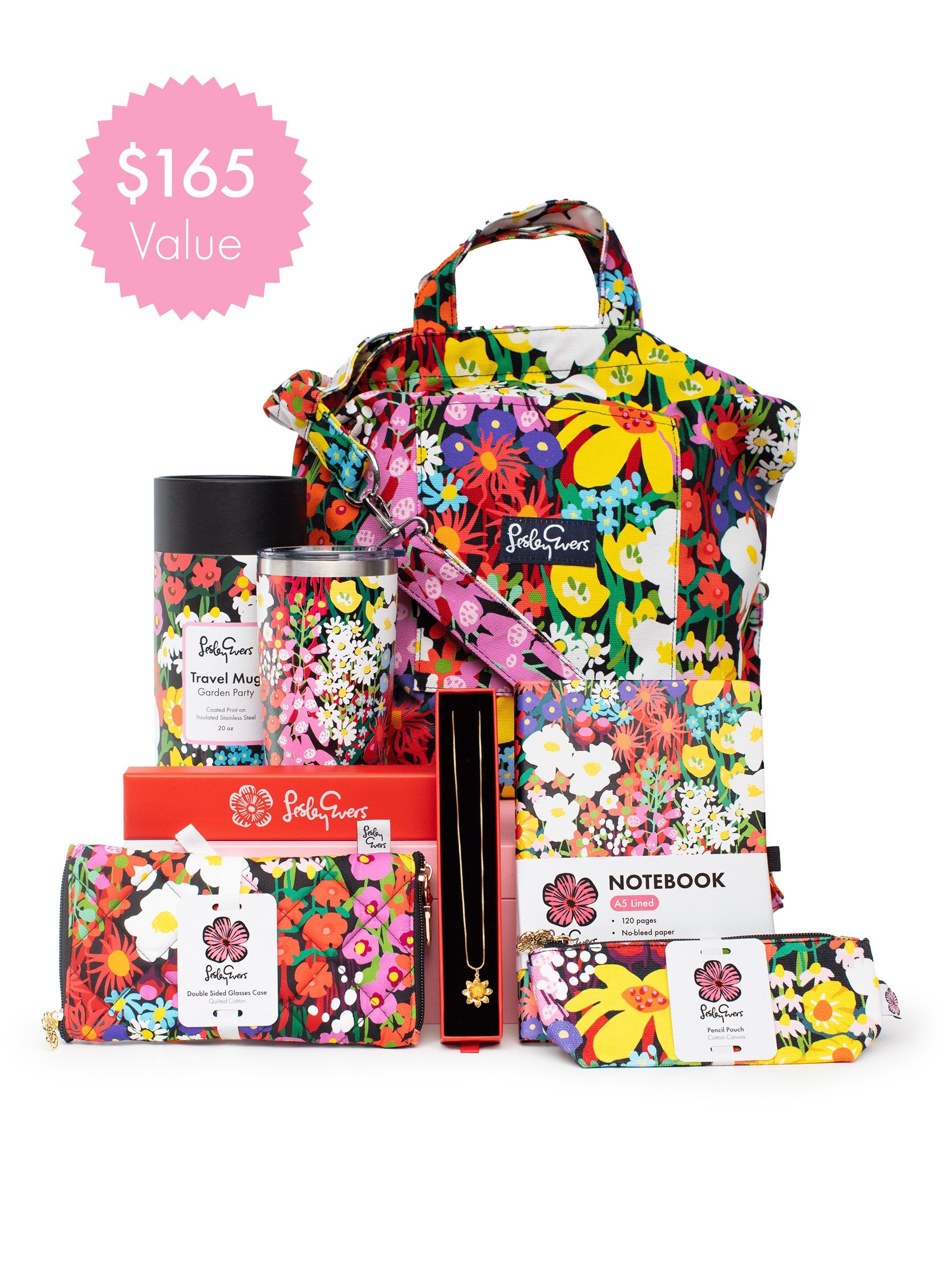 The Garden Party Gift Box - Lesley Evers - A5 Notebook - bundle - desk set