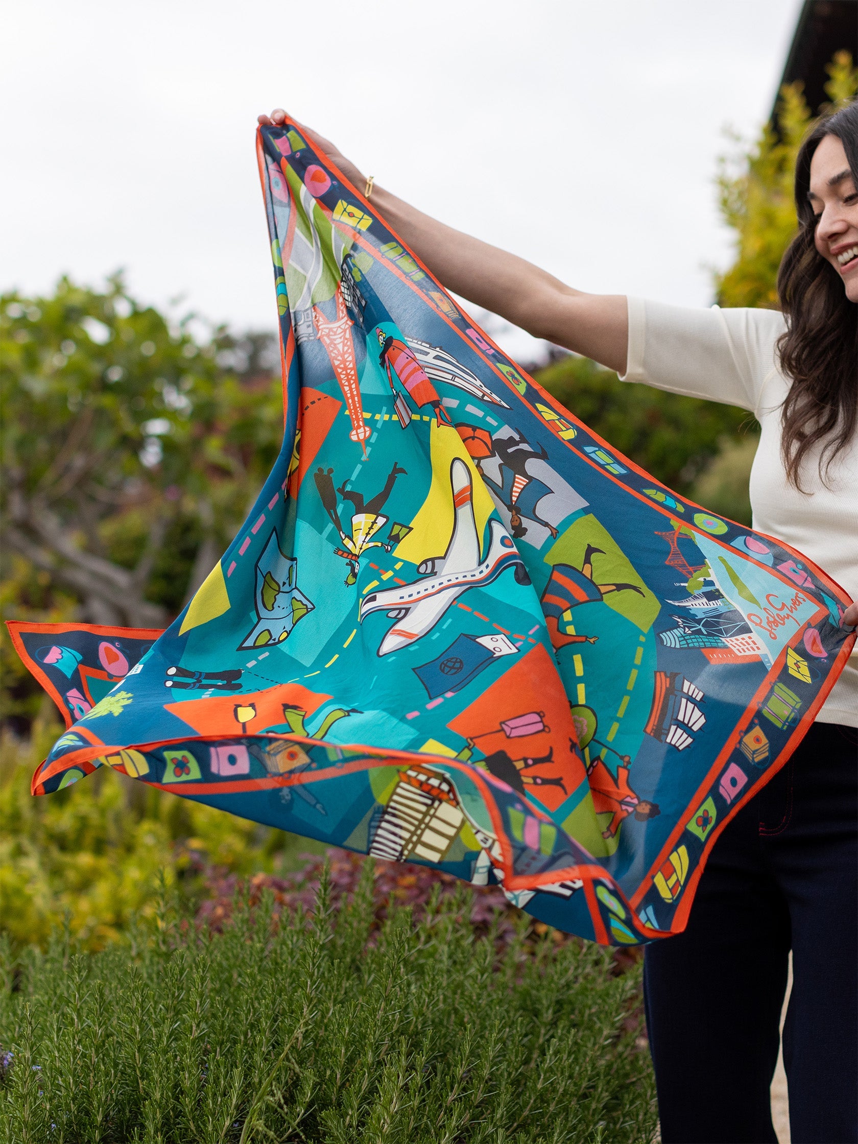 THEA scarf Around the World - Lesley Evers - Accessories - cotton silk - gifts under $75