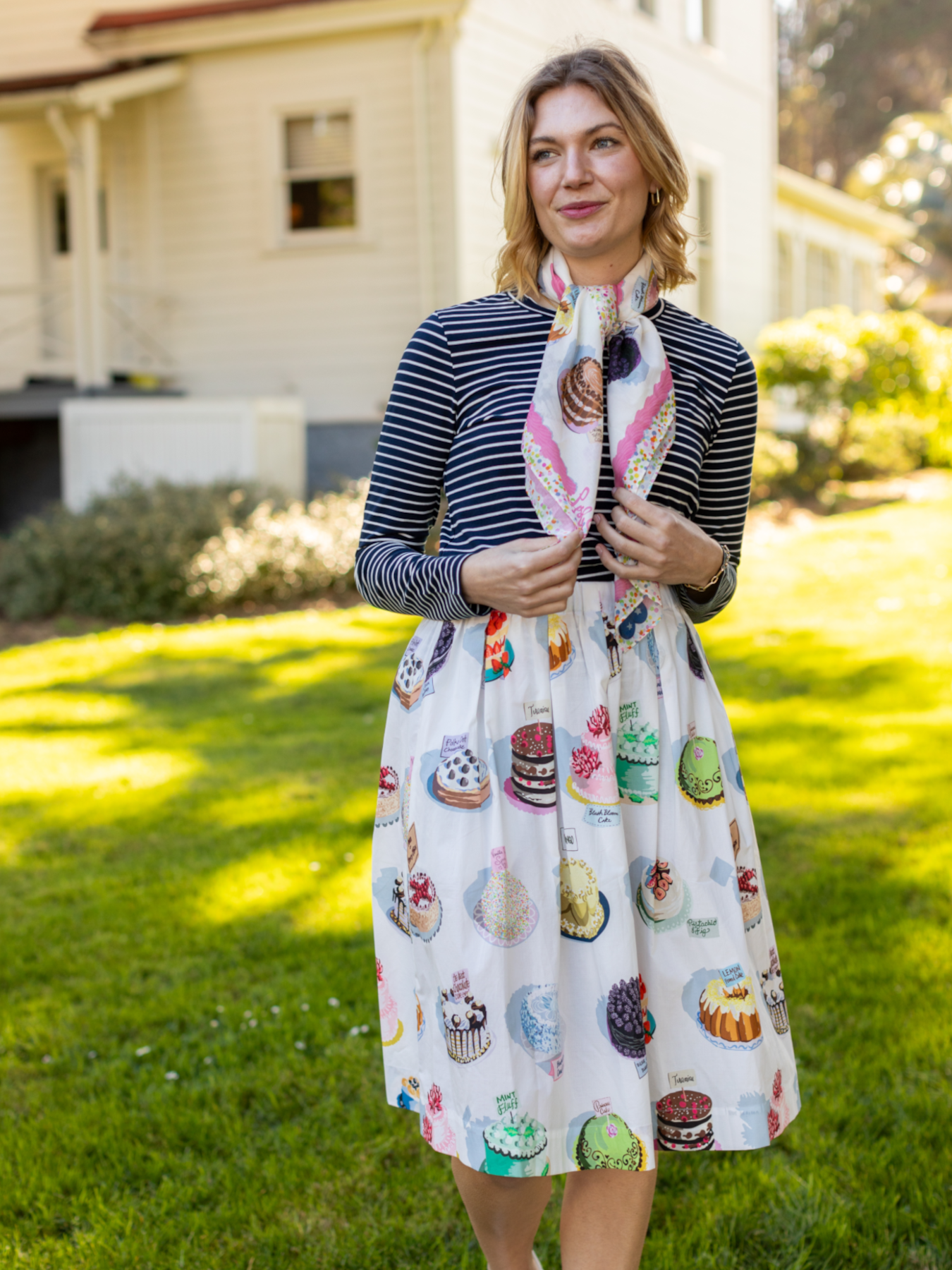 THEA scarf Cakes - Lesley Evers - Accessories - cotton silk - gifts under $75