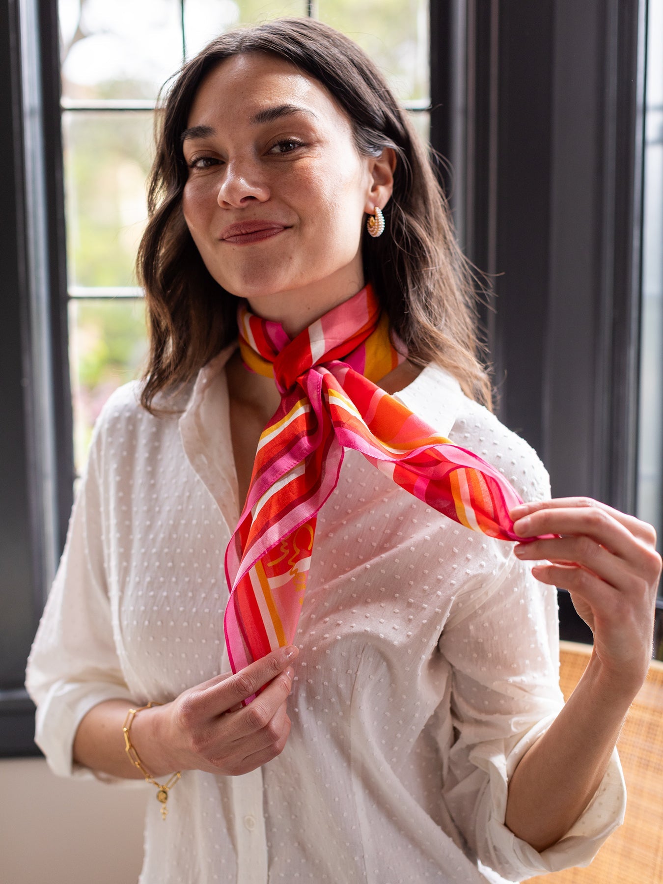 THEA scarf Pink Wave - Lesley Evers - Accessories - cotton silk - gifts under $75