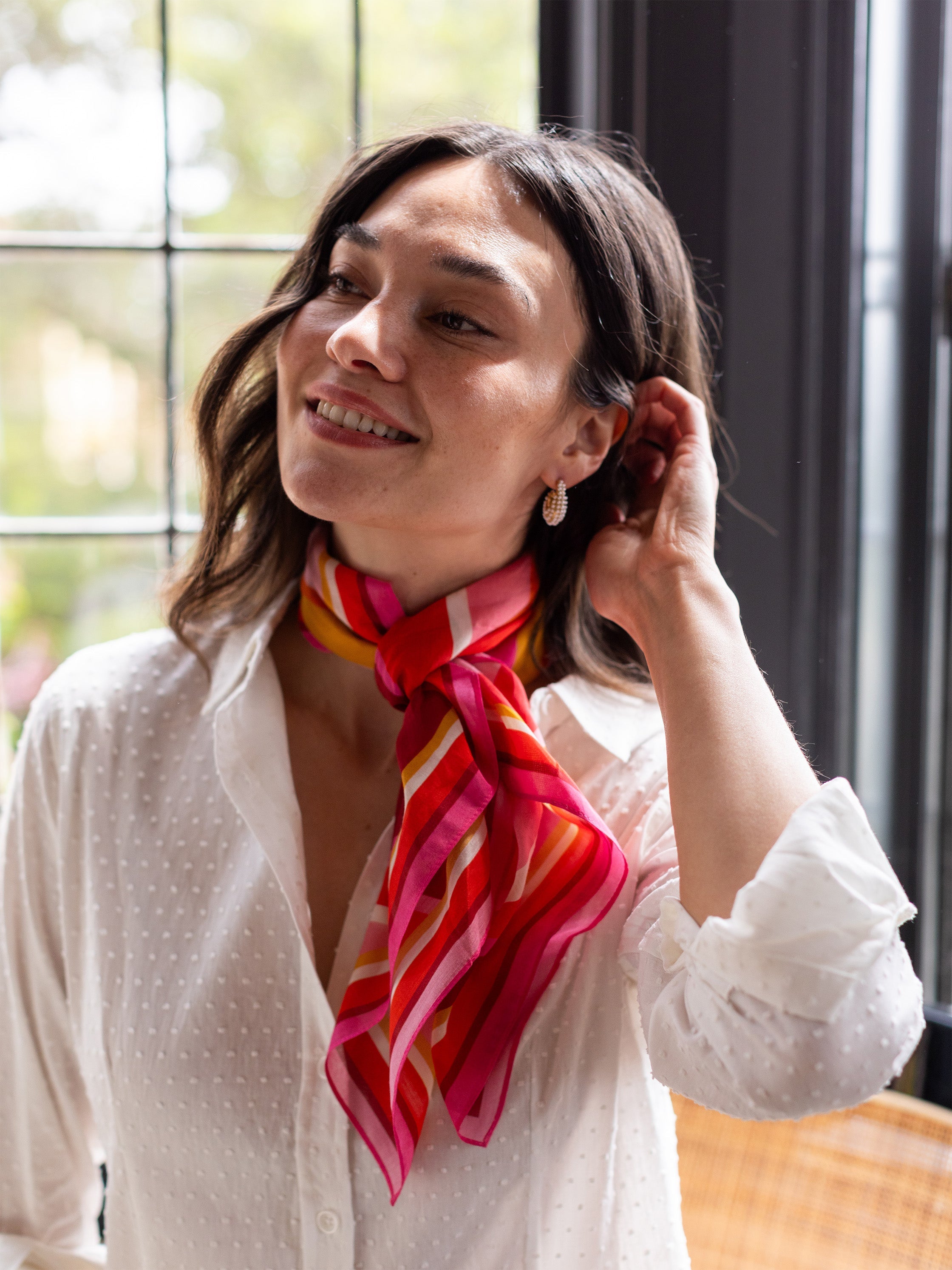 THEA scarf Pink Wave - Lesley Evers - Accessories - cotton silk - gifts under $75