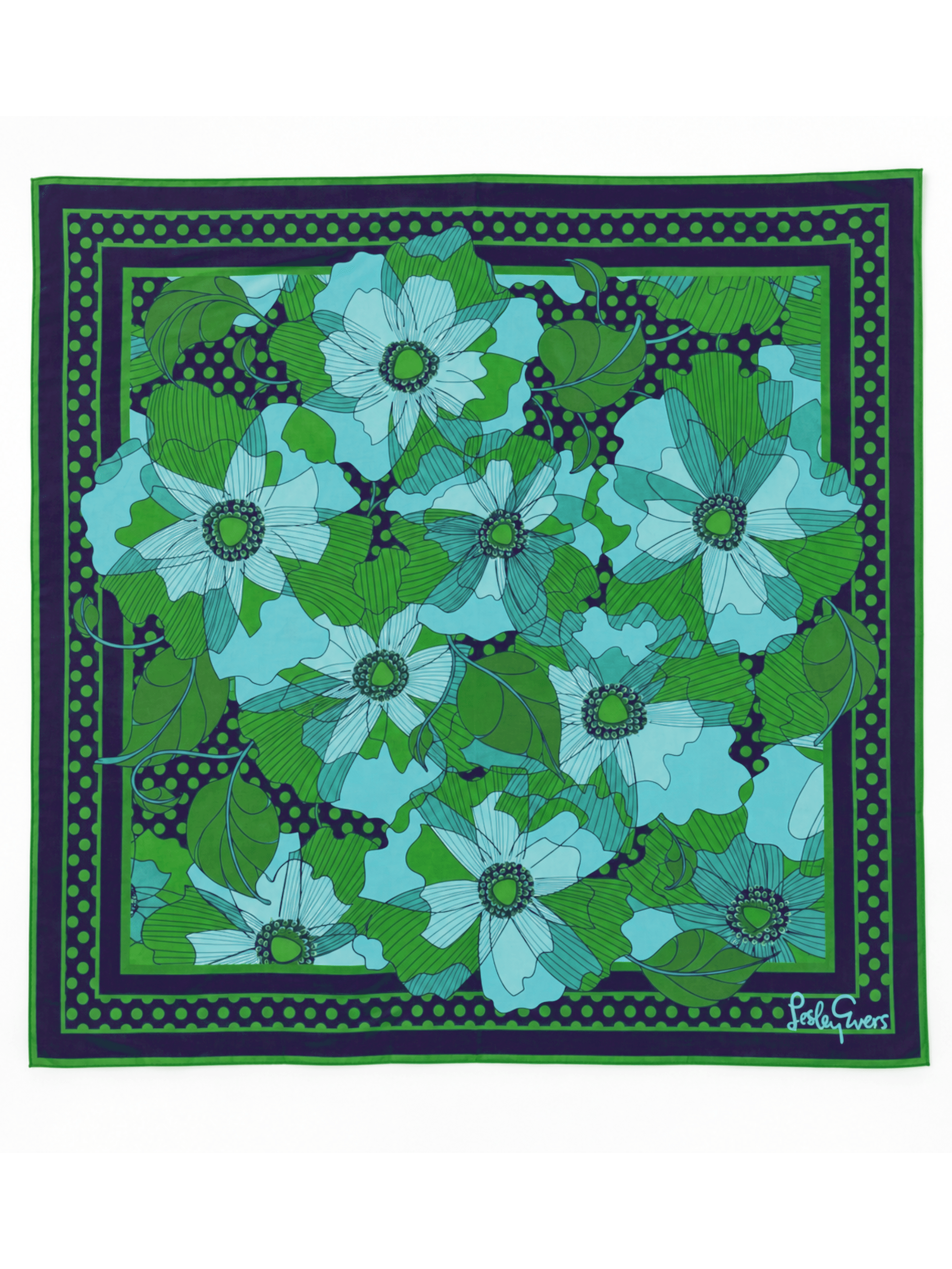 THEA scarf Wild Bloom Navy - Lesley Evers-Accessories-cotton silk-gifts under $75