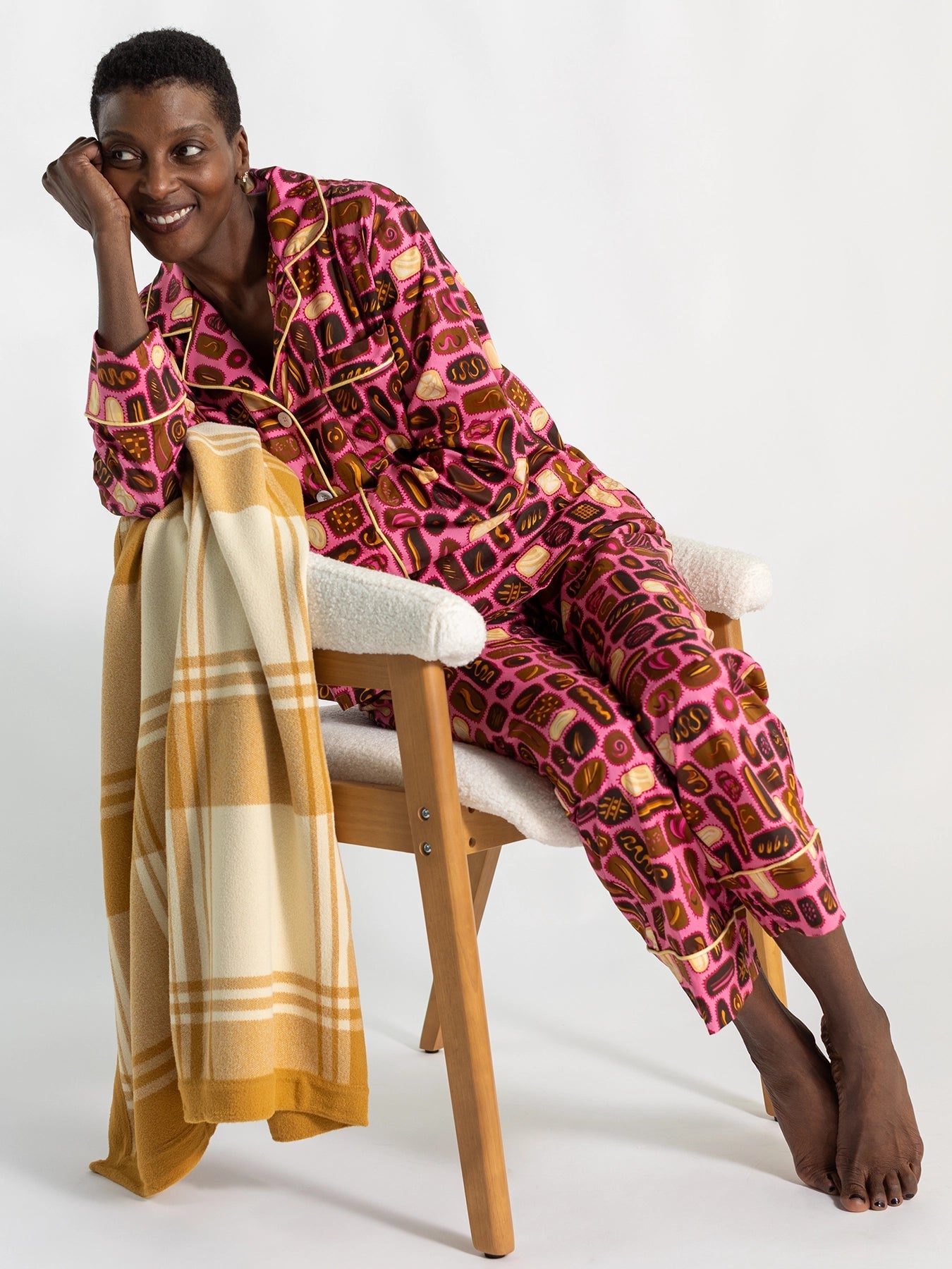 THROW BLANKET Butterscotch Plaid - Lesley Evers - Bedding - Blanket - gifts under $150