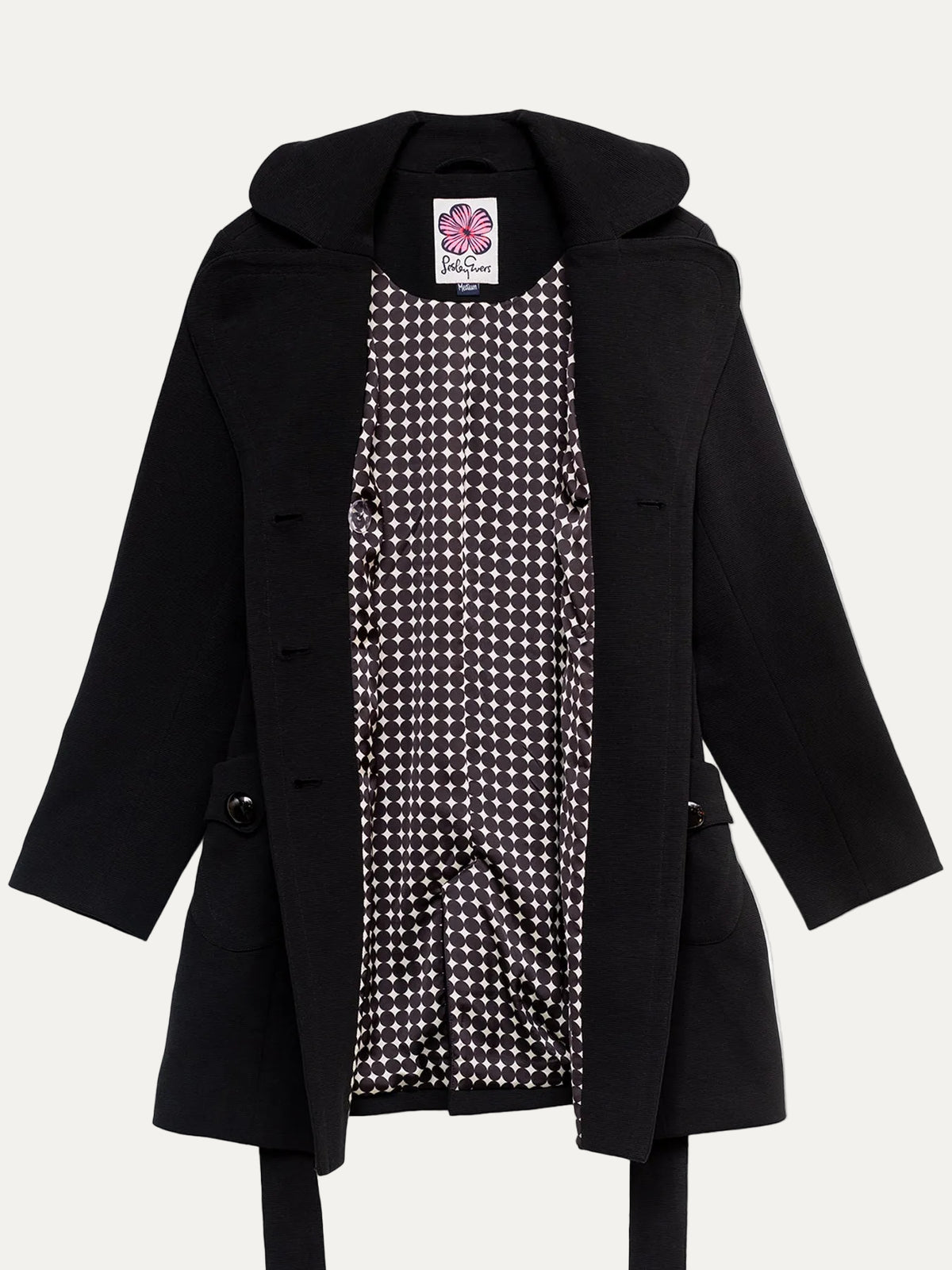 TIERNEY coat Black Ottoman - Lesley Evers - coat - duster - lined coat