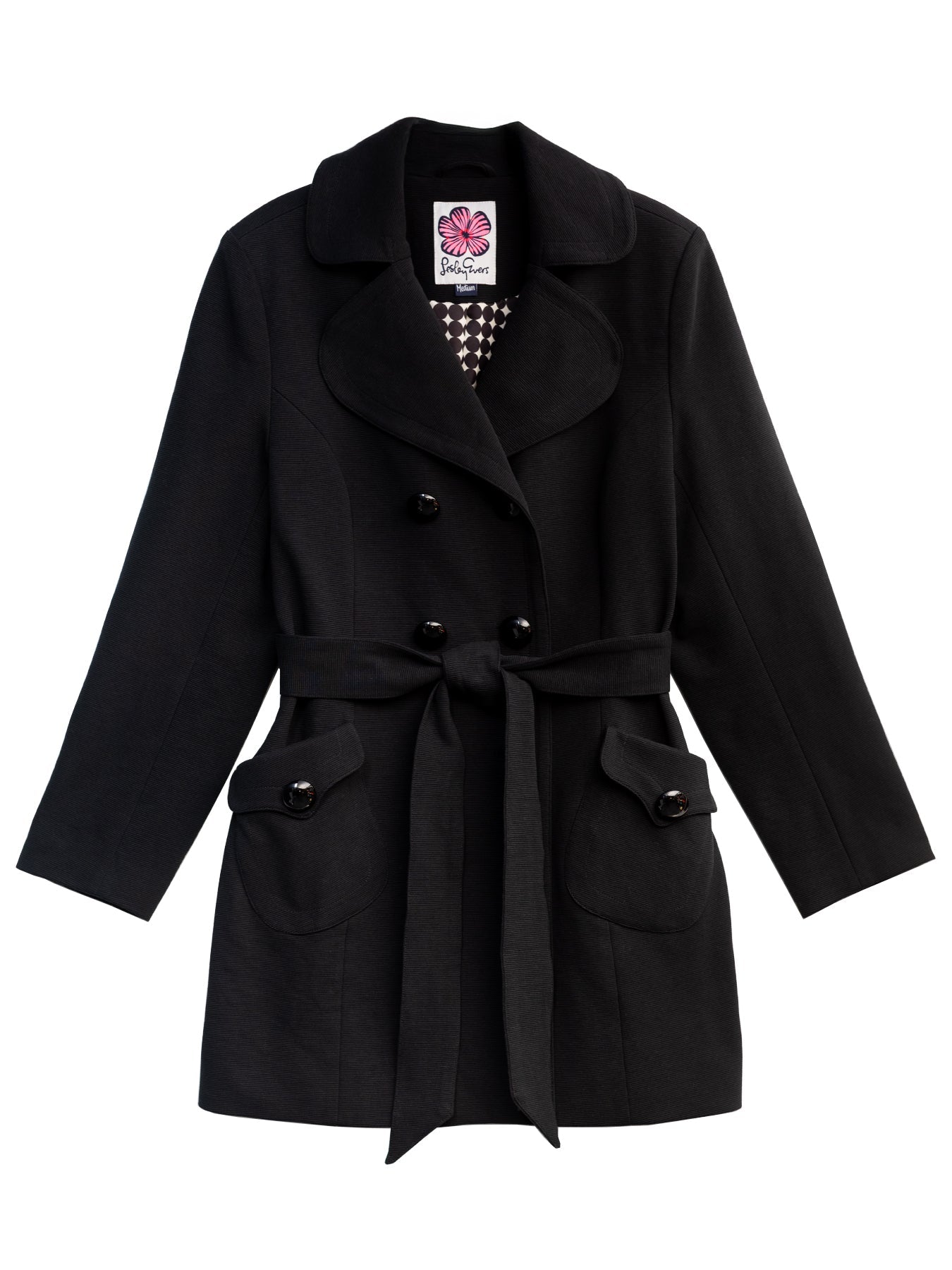 TIERNEY coat Black Ottoman - Lesley Evers - coat - duster - lined coat