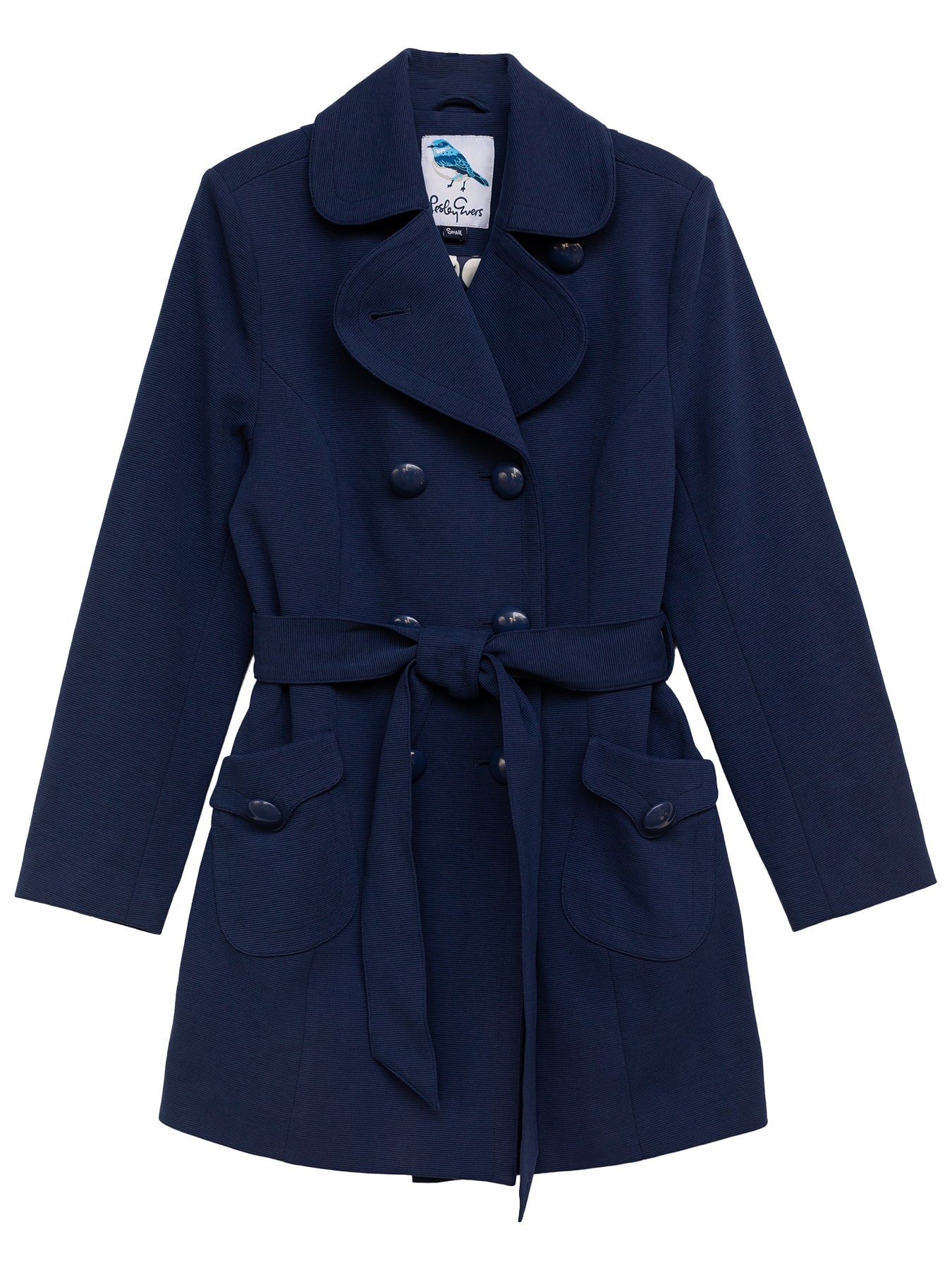 TIERNEY coat Navy Ottoman - Lesley Evers - coat - duster - faux leather