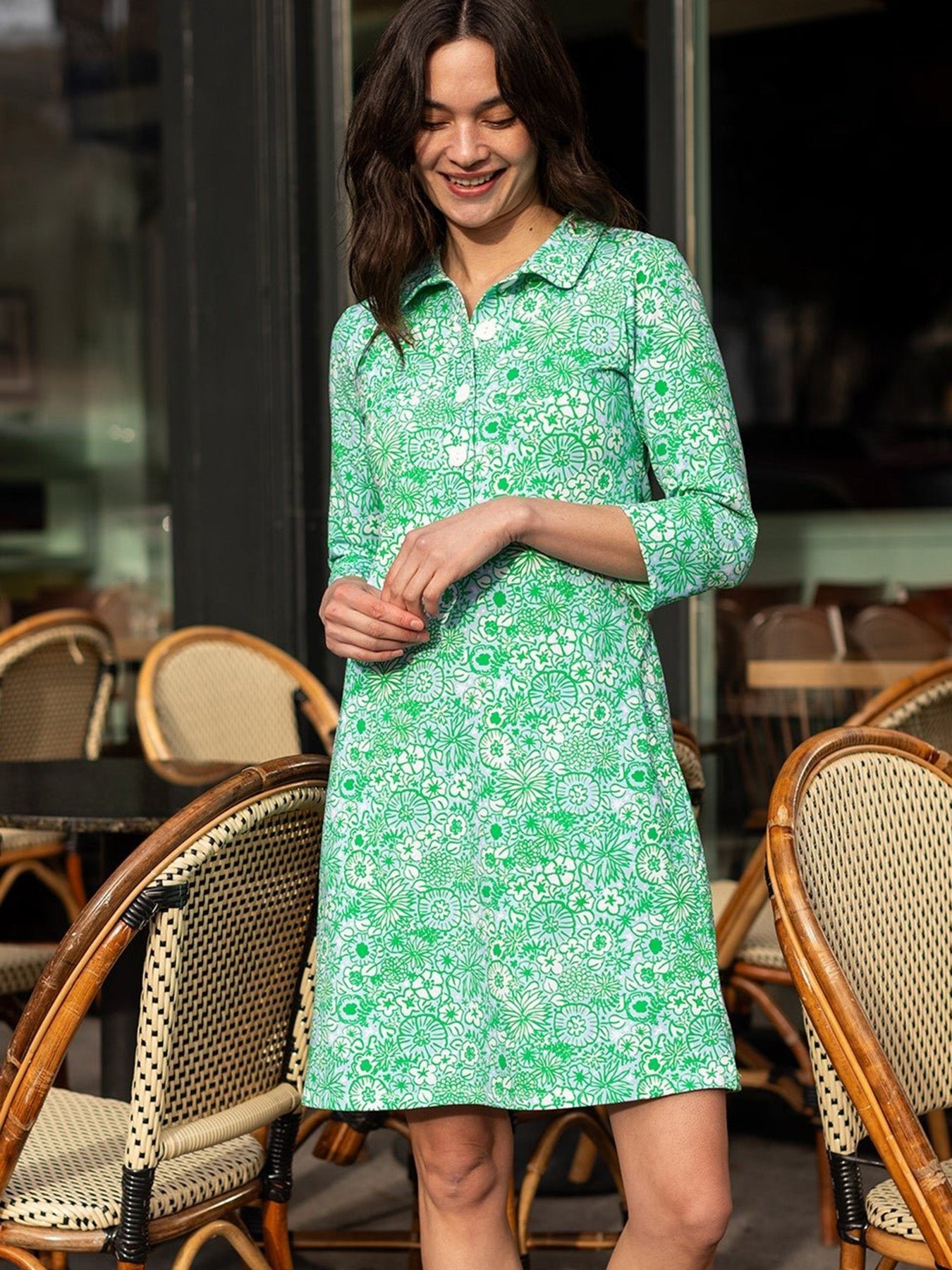 TIPPI dress Flower Patch Green - Lesley Evers-Dress-new-service_blocked