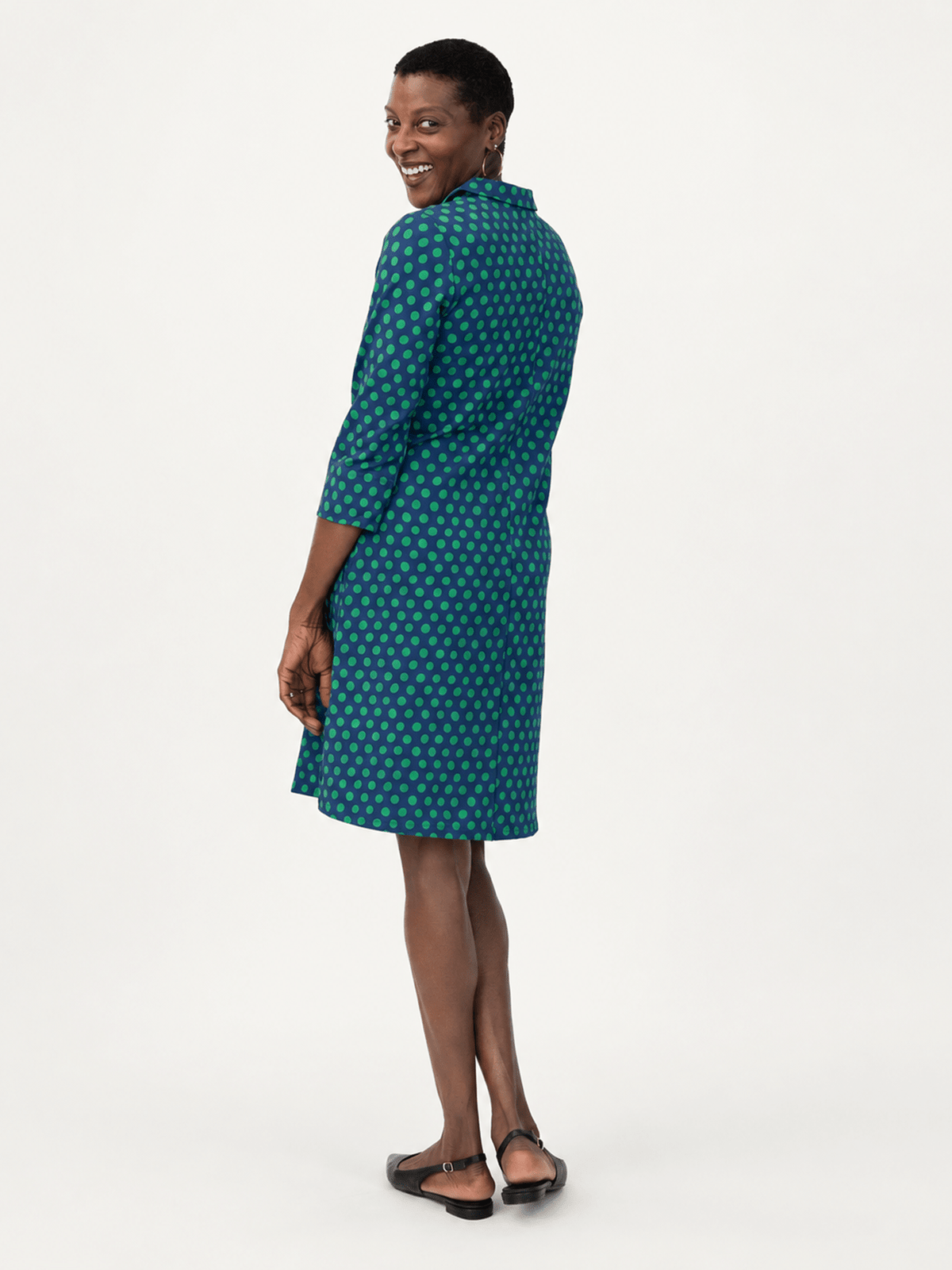 TIPPI dress Polka Dots Navy and Green - Lesley Evers-Dress-new-Shop