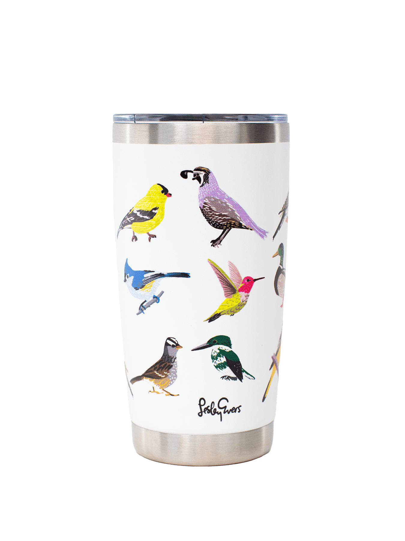 TRAVEL MUG Birds - Lesley Evers - 23pinkrobeset - bird - Bird Collection