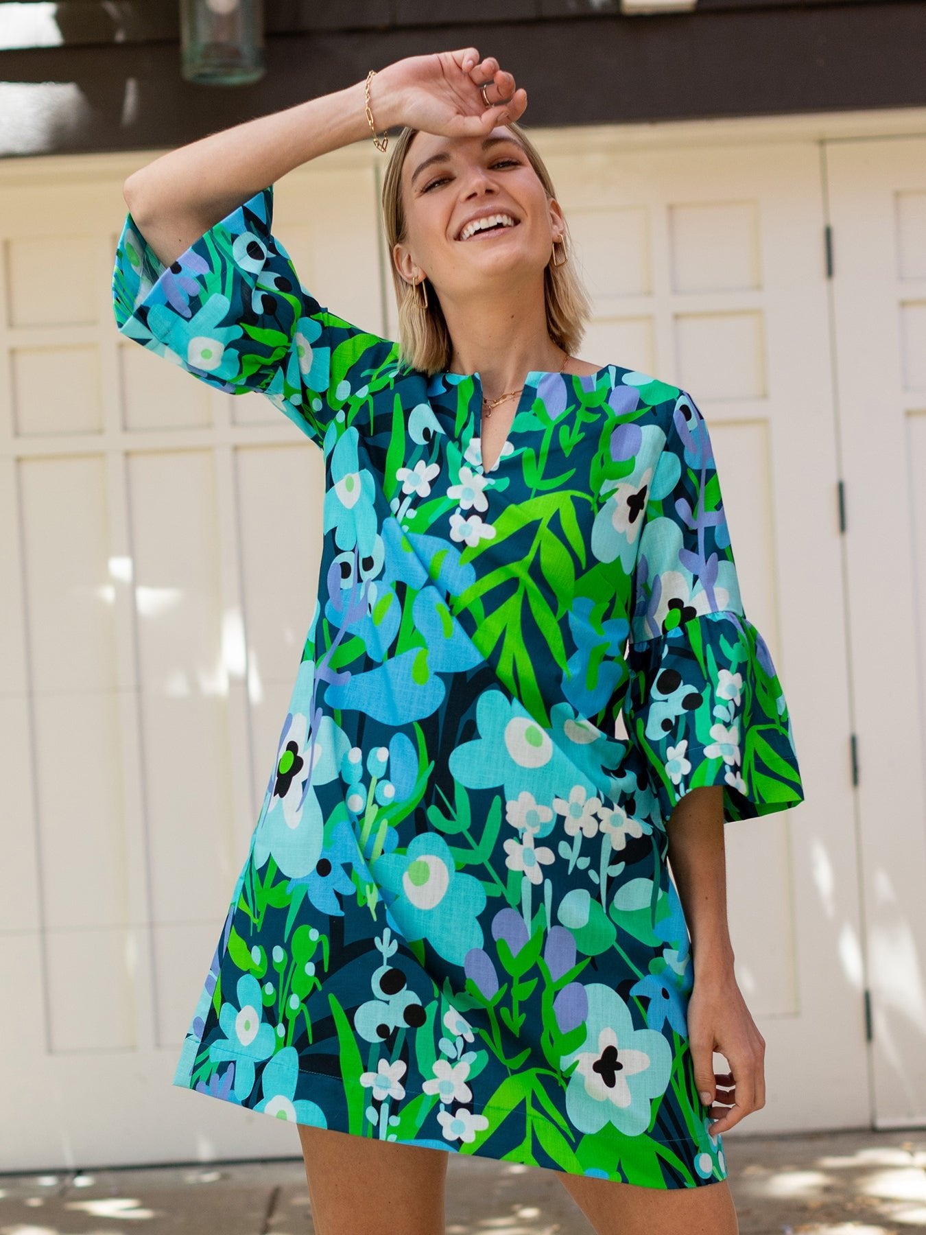 VERA dress Garden Oasis Blue - Lesley Evers - Black - black dress - Dress