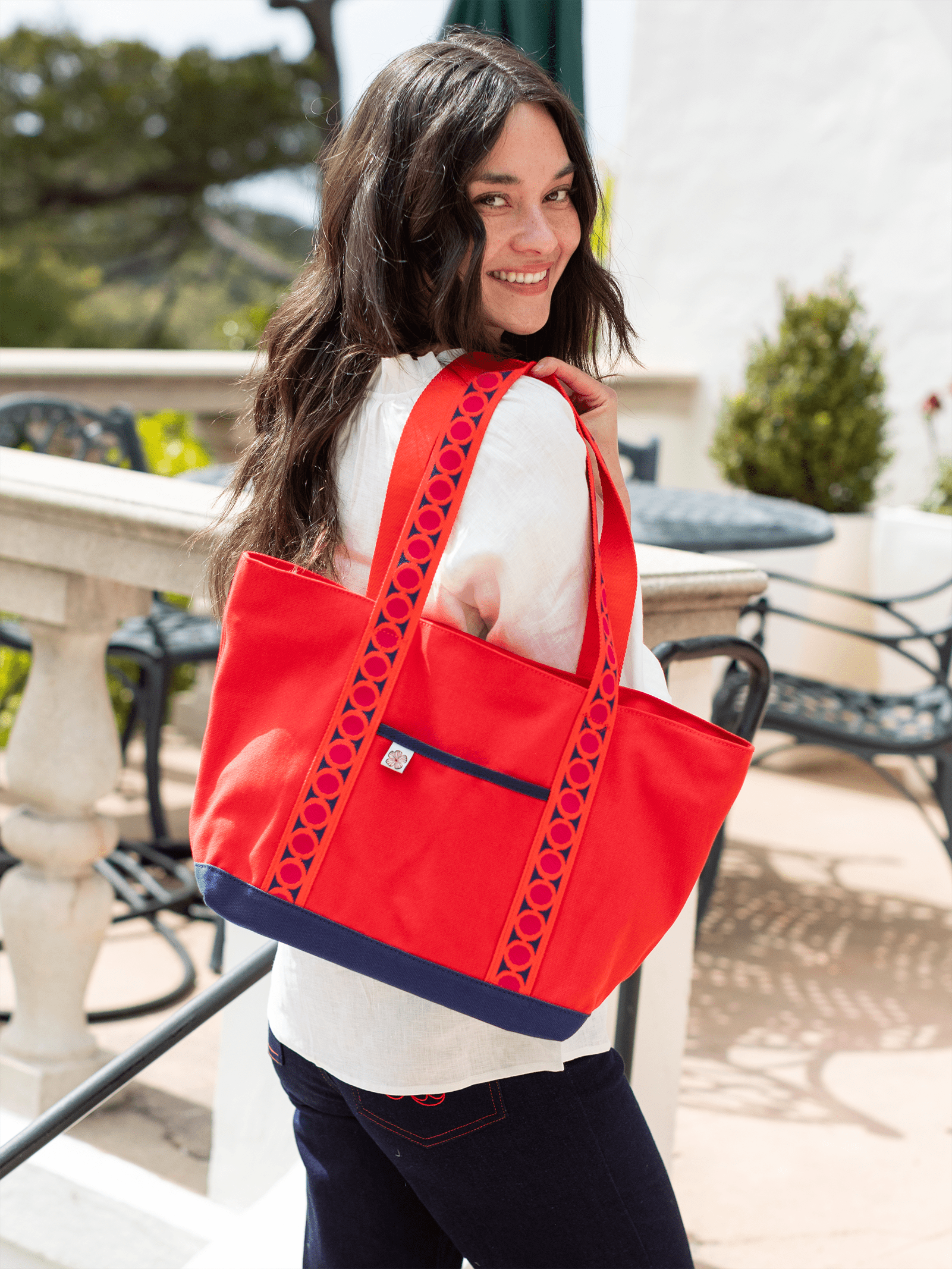 WINNIE tote Orange Circles - Lesley Evers - Accessories - bird - bird bag
