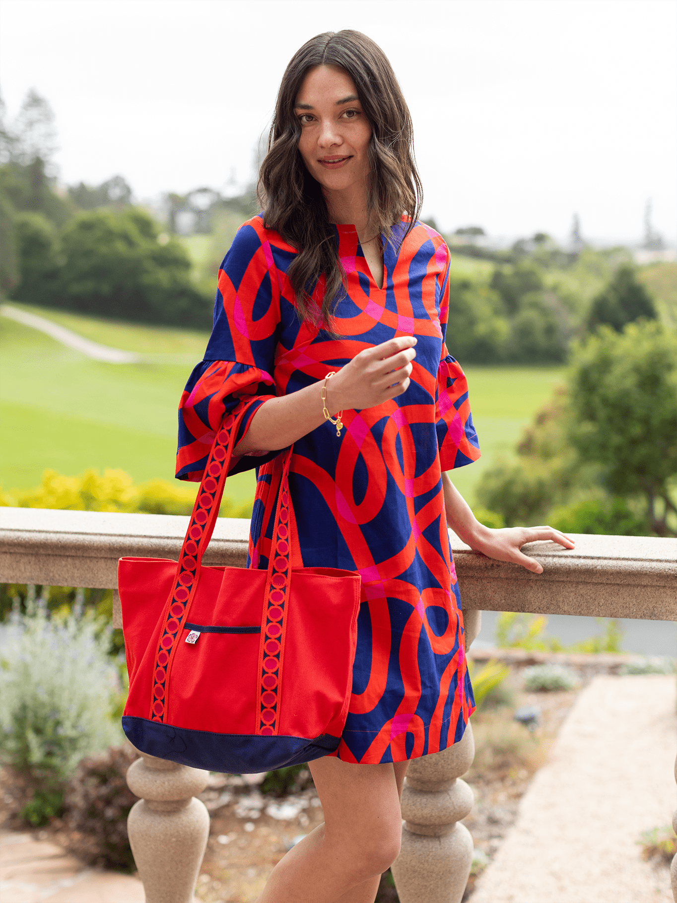 WINNIE tote Orange Circles - Lesley Evers - Accessories - bird - bird bag