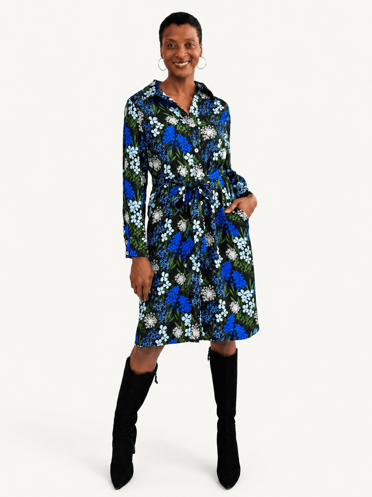 ZELDA dress Alpine Meadow Navy - Lesley Evers-Dress-Knee Length Dress-Shop