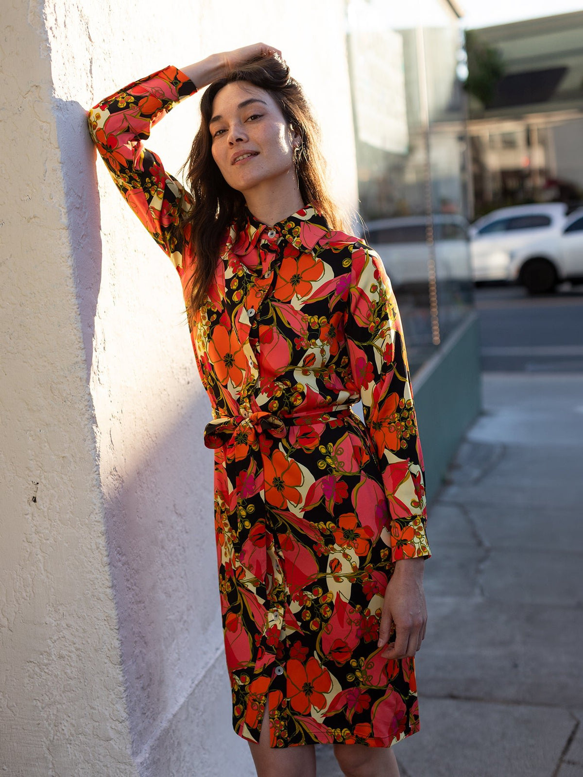 ZELDA dress Plum Blossom Sunset - Lesley Evers-Dress-Knee Length Dress-Shop