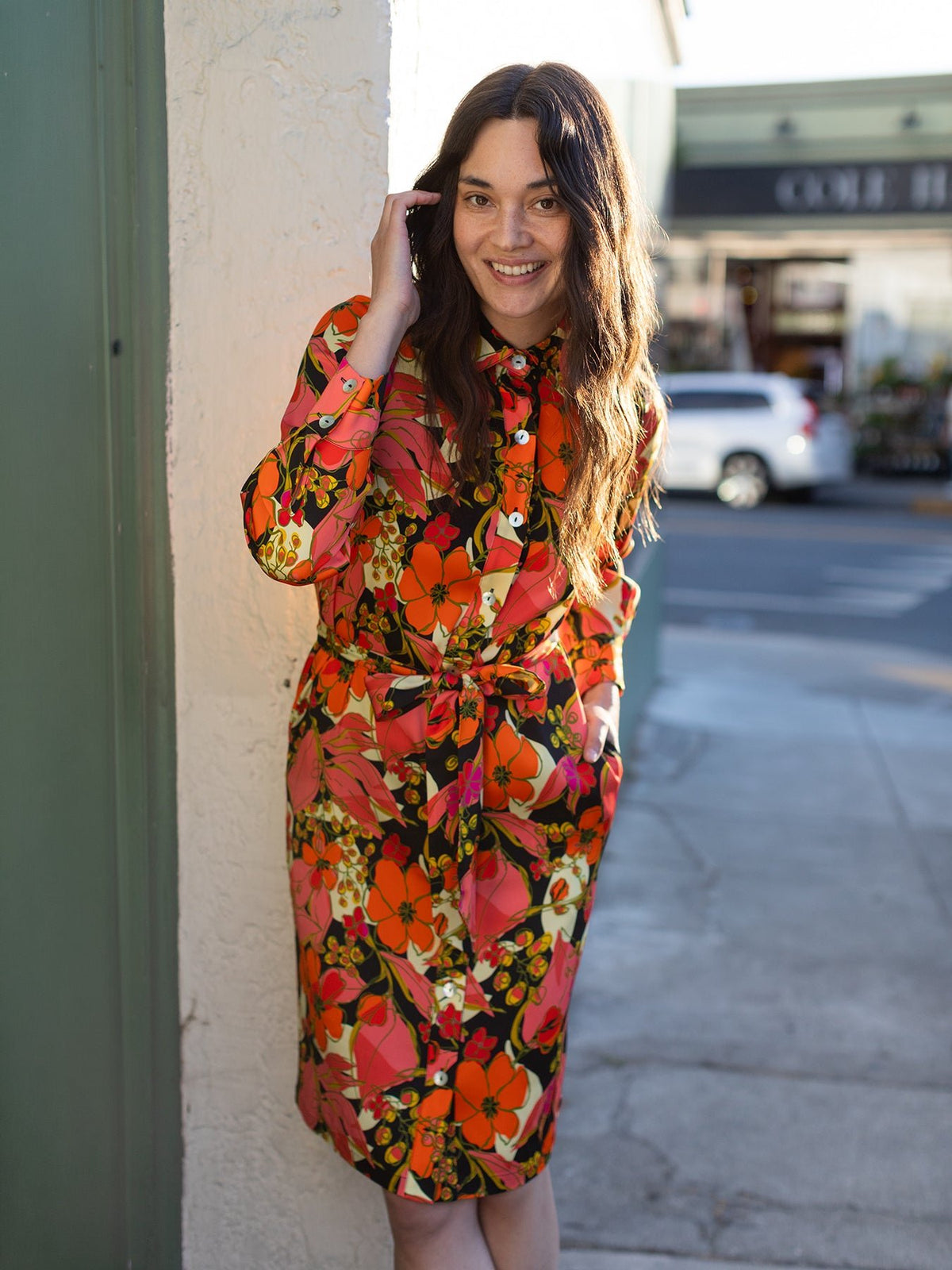 ZELDA dress Plum Blossom Sunset - Lesley Evers-Dress-Knee Length Dress-Shop