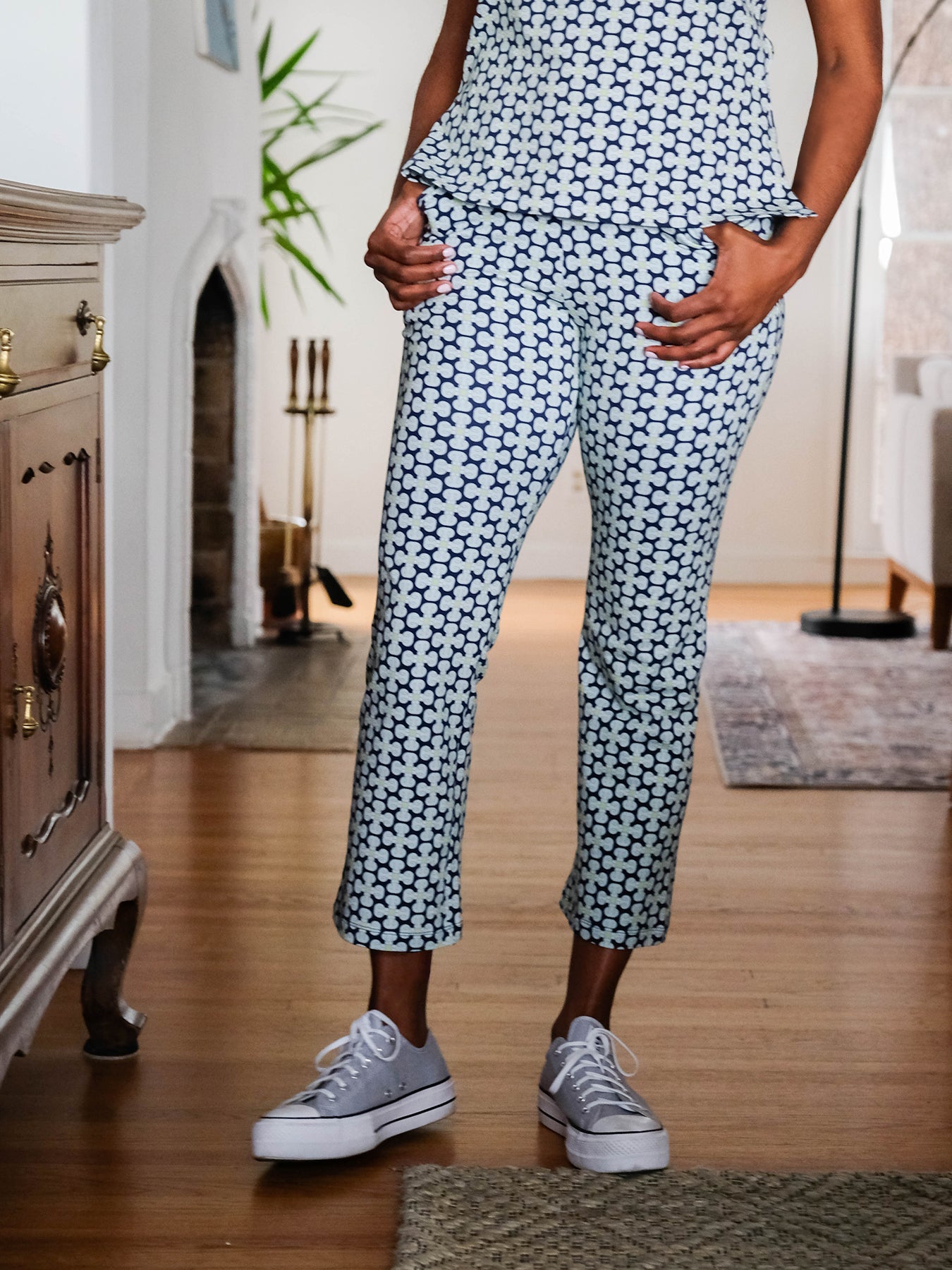 AUDREY pant Loop Tile Light Blue - Lesley Evers-audrey-Bottoms-cotton