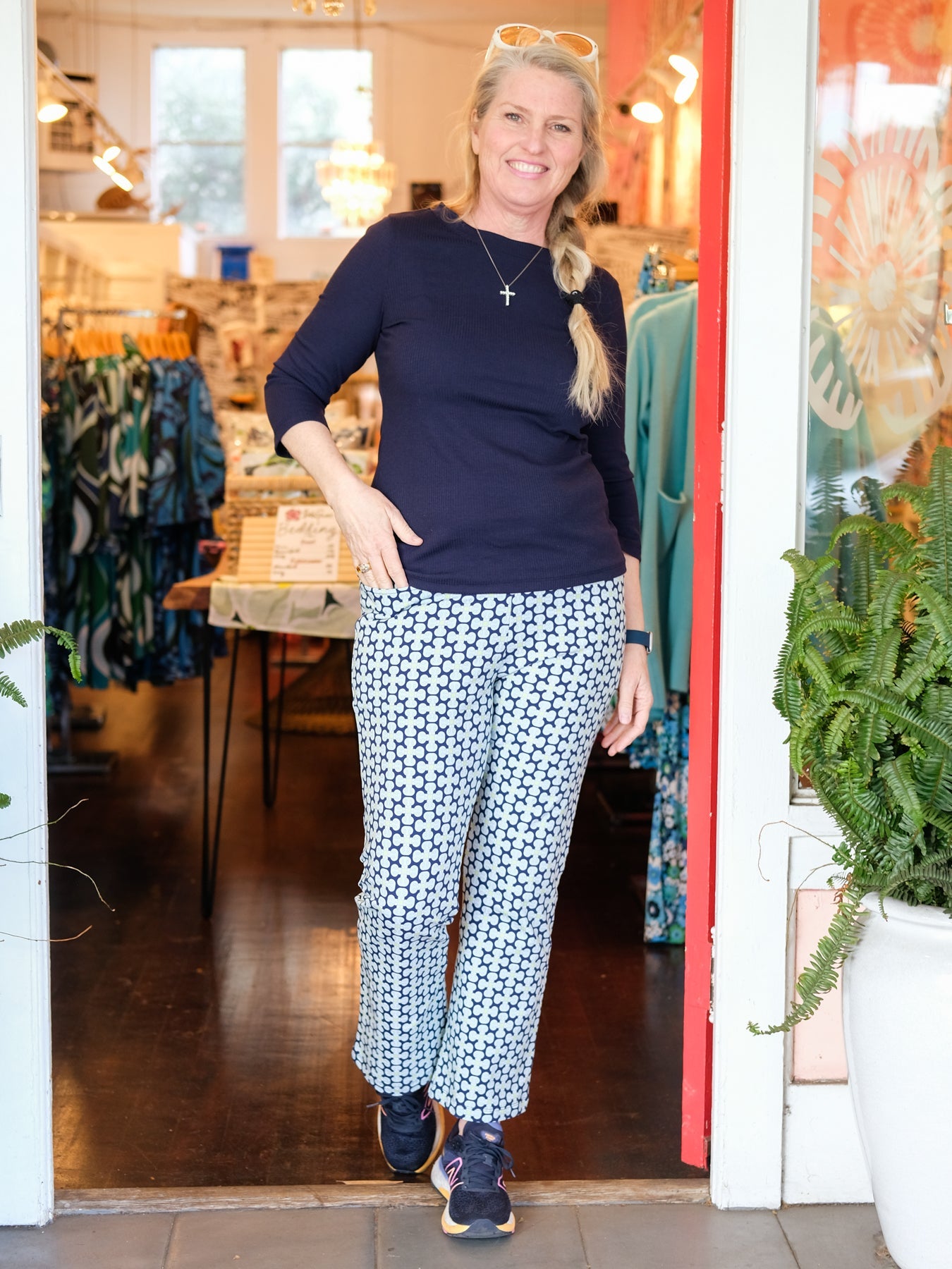 AUDREY pant Loop Tile Light Blue - Lesley Evers-audrey-Bottoms-cotton