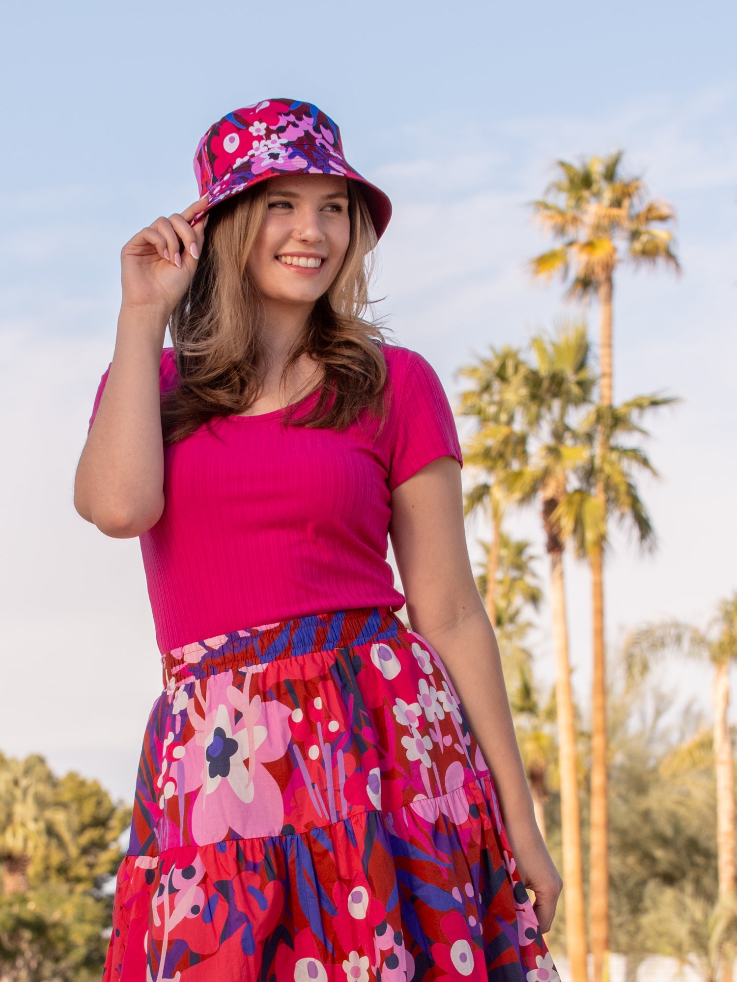 BERTA bucket hat Garden Oasis Pink - Lesley Evers-Best Seller-bucket hat-garden oasis