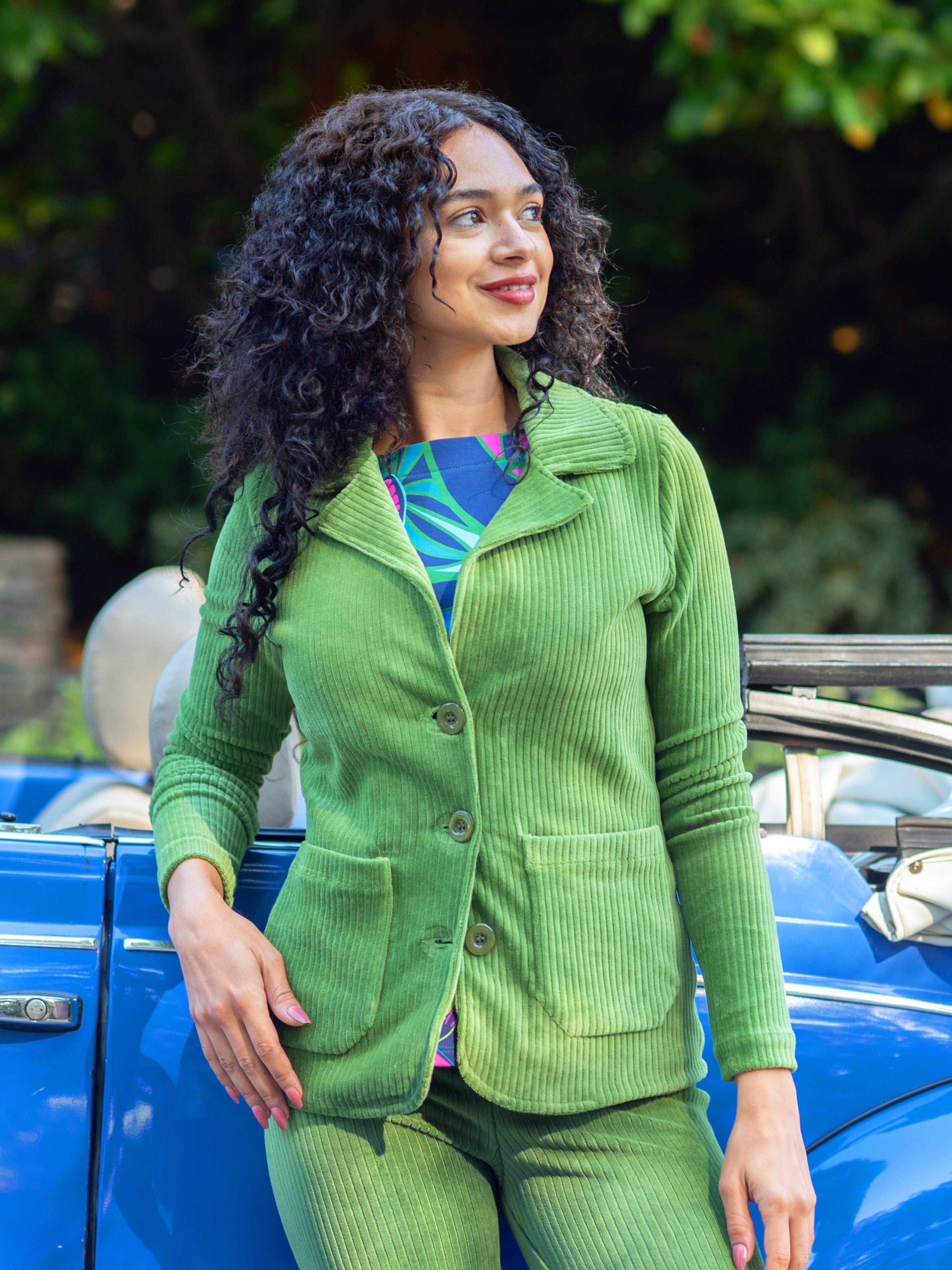 BLAIR blazer Leaf Green - Lesley Evers-blazer-cord suit-corduroy