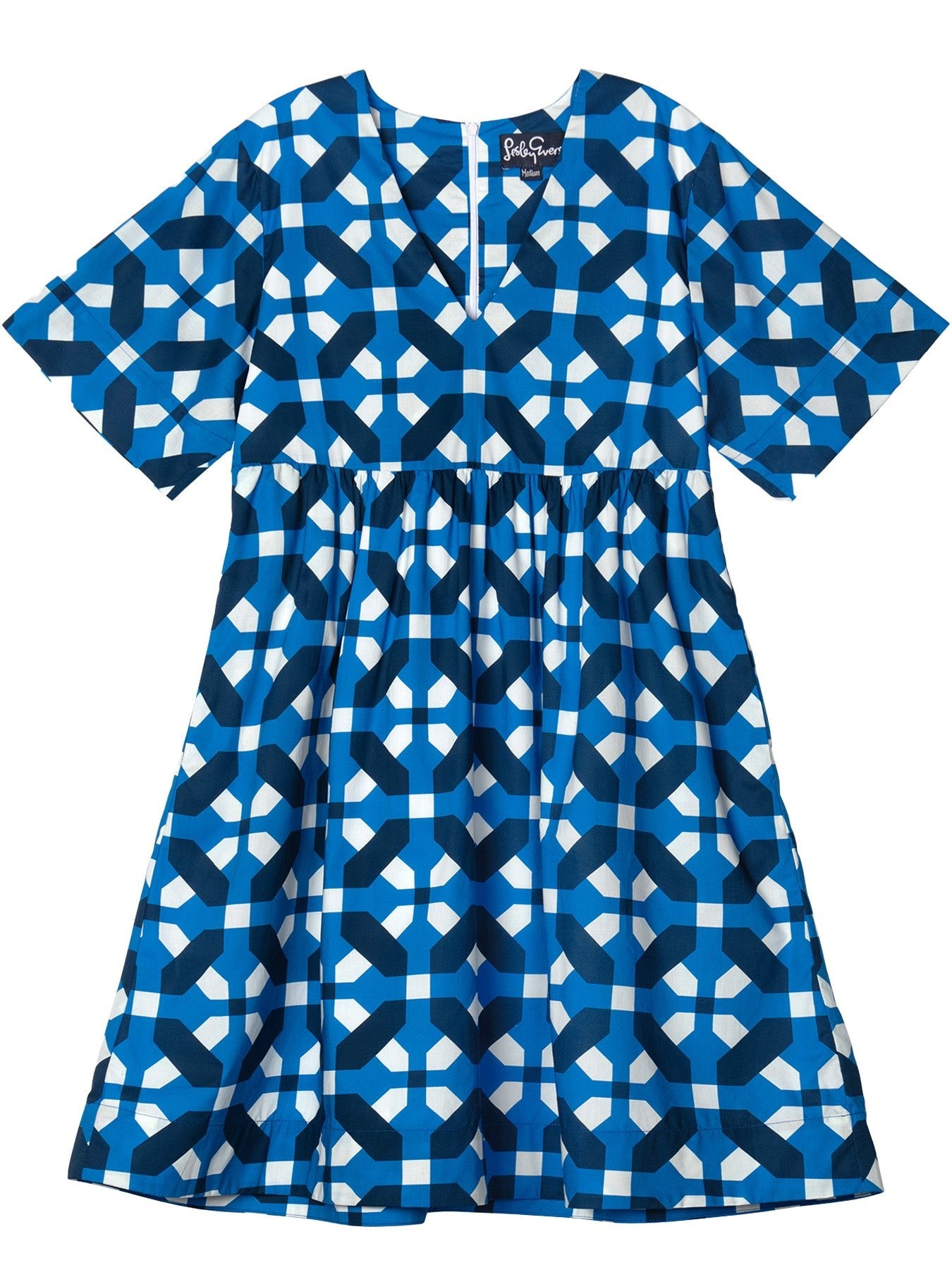 CARA dress Trellis Blue - Lesley Evers-Dress-Shop-Shop/All Products
