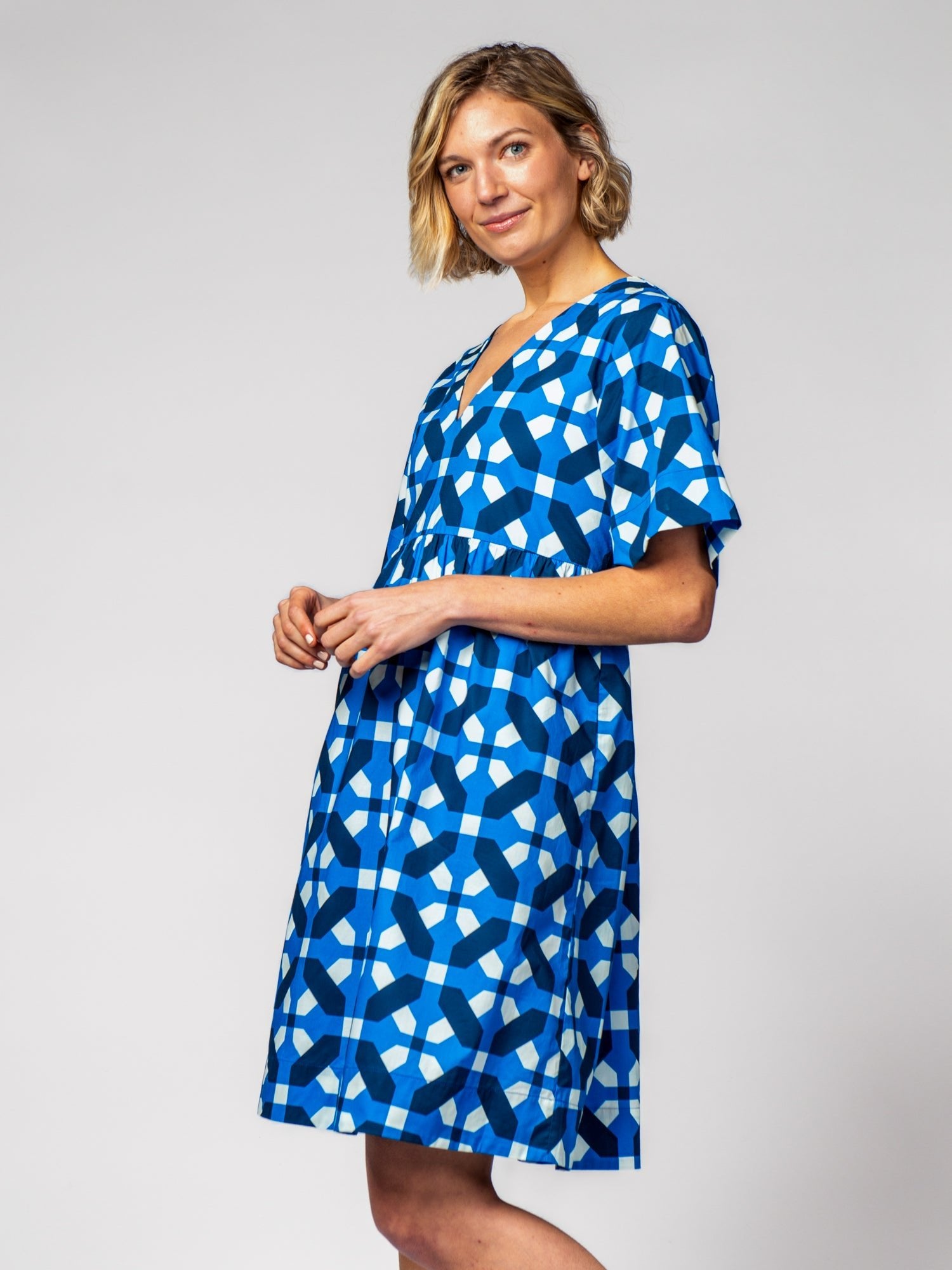 CARA dress Trellis Blue - Lesley Evers-Dress-Shop-Shop/All Products