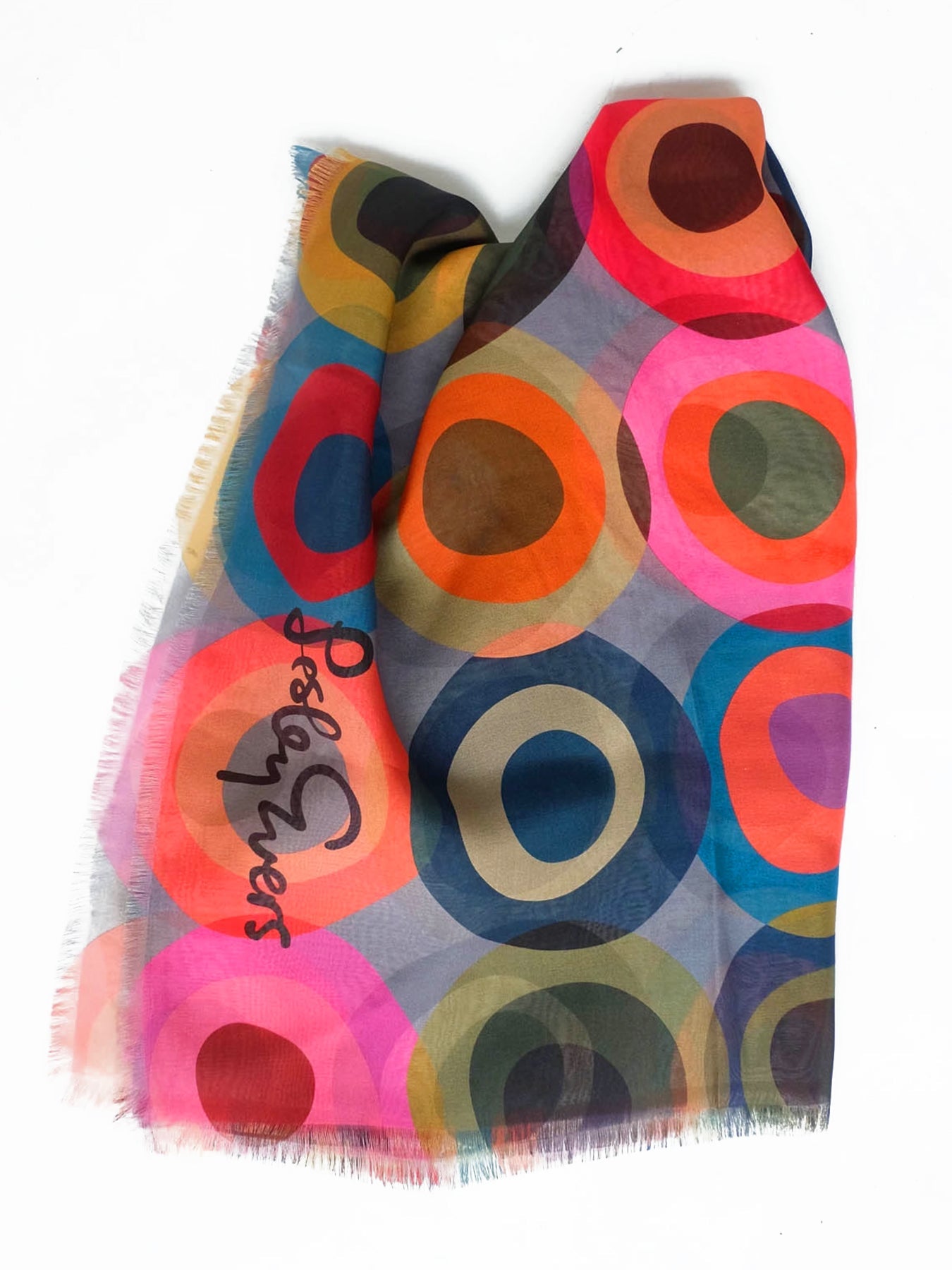ESME silk scarf Circles Light - Lesley Evers-silk--