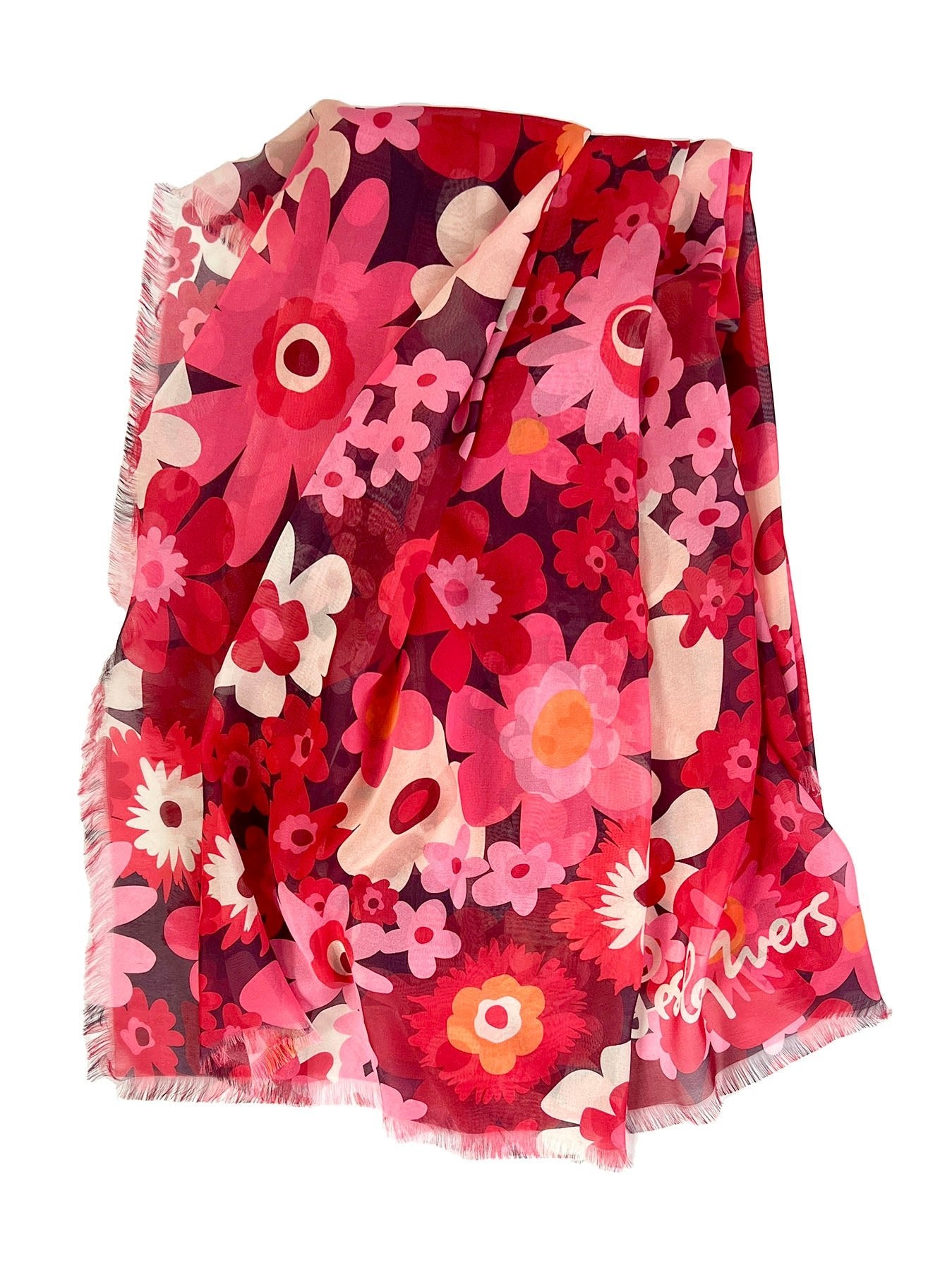 ESME silk scarf Flower Power Burgundy - Lesley Evers-Accessories-BF200-esmeralda