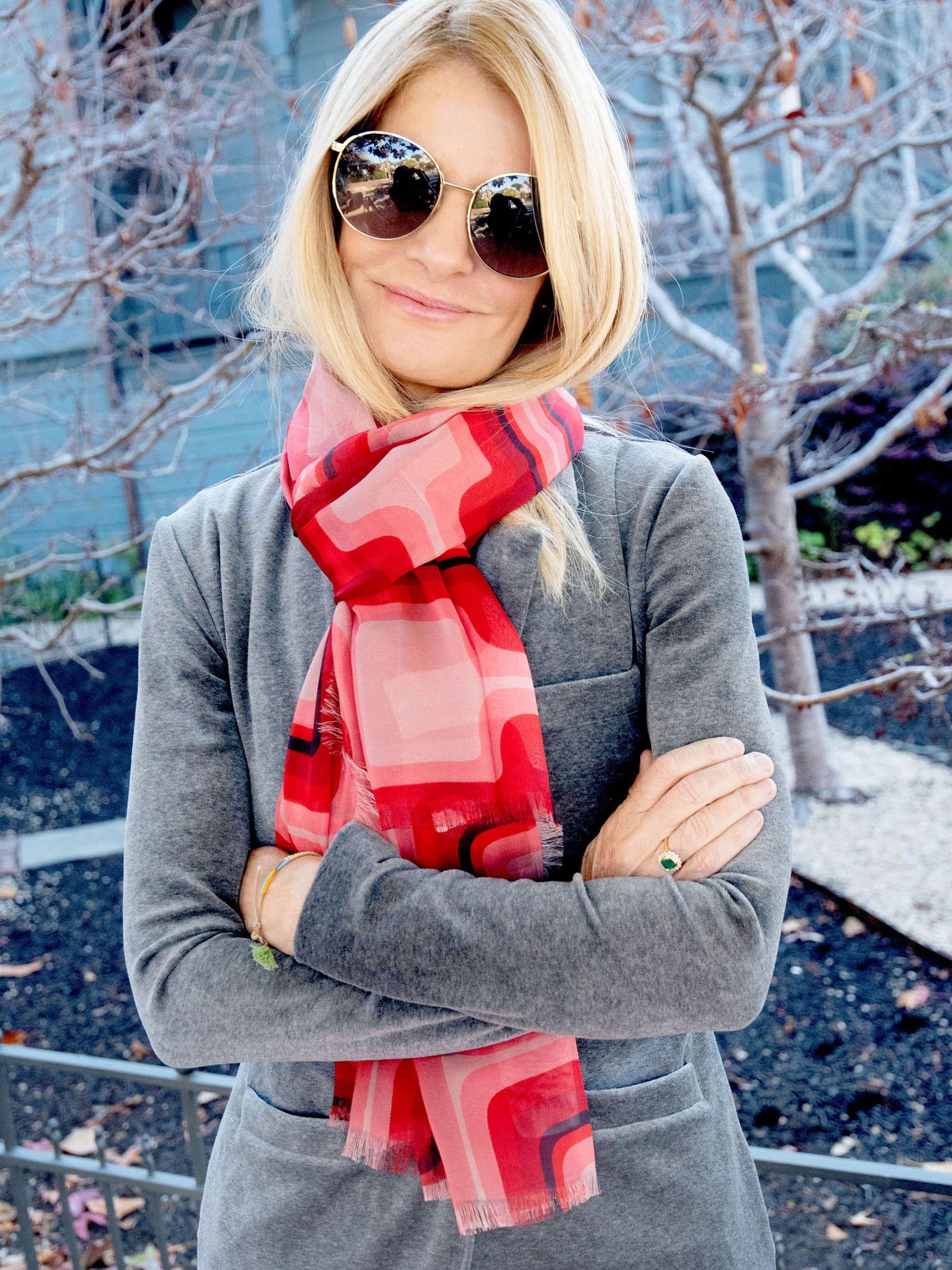 ESME silk scarf Ribbon Red - Lesley Evers-Accessories-BF200-Black