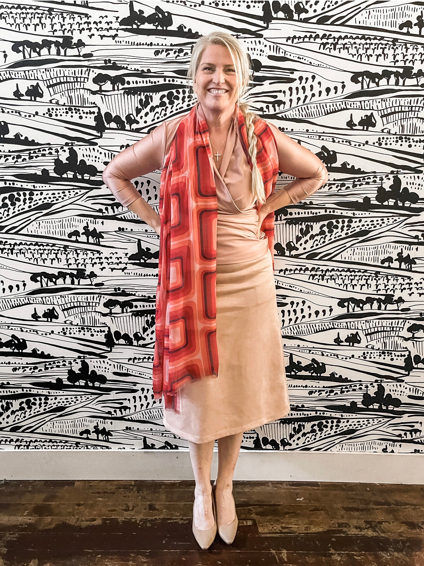 ESME silk scarf Ribbon Red - Lesley Evers-silk--