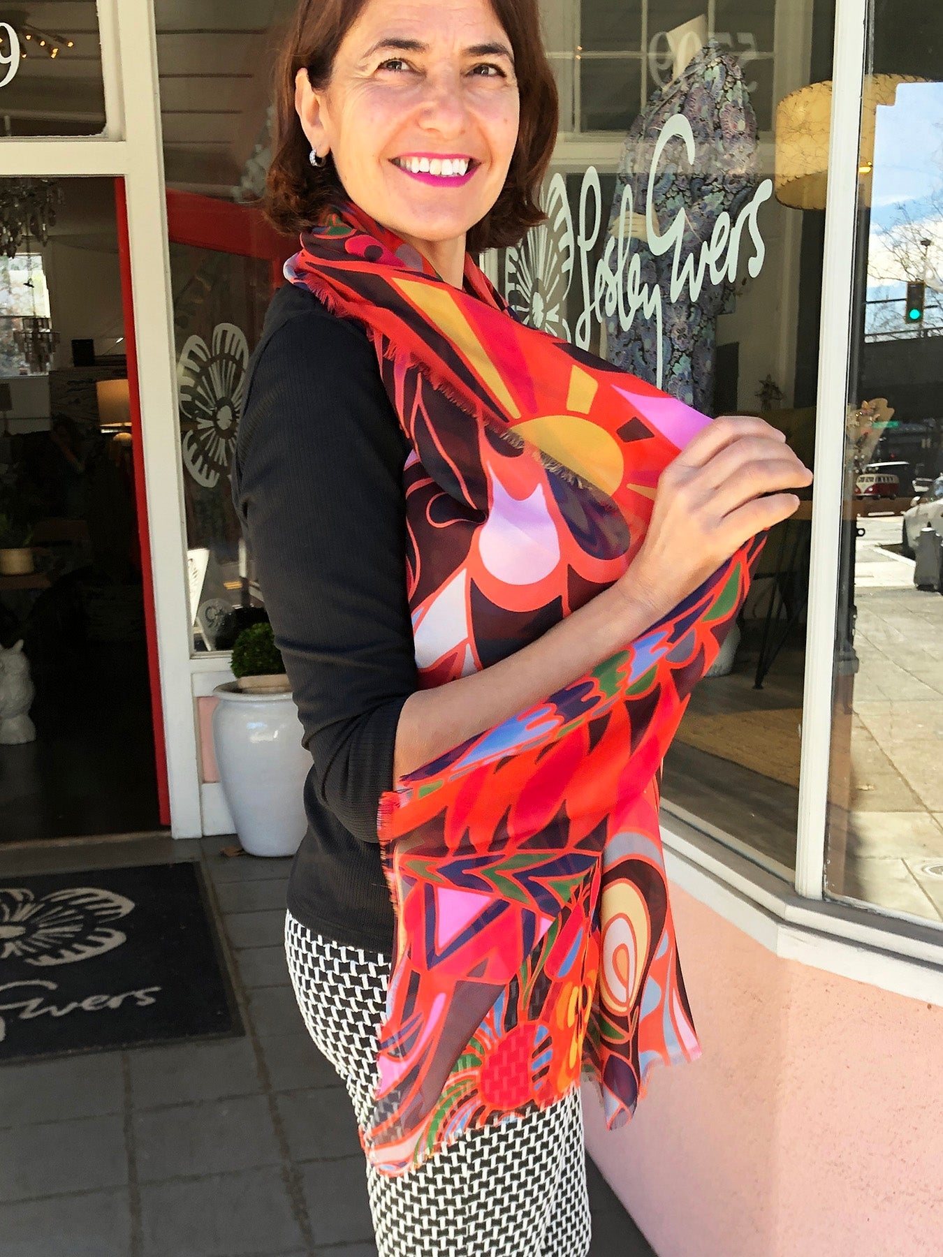 ESME silk scarf Shakalaka Orange - Lesley Evers-silk--