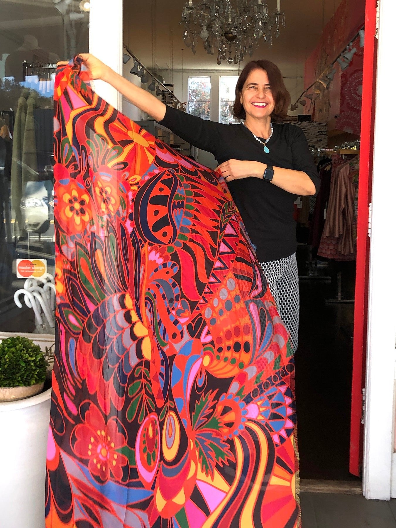 ESME silk scarf Shakalaka Orange - Lesley Evers-silk--