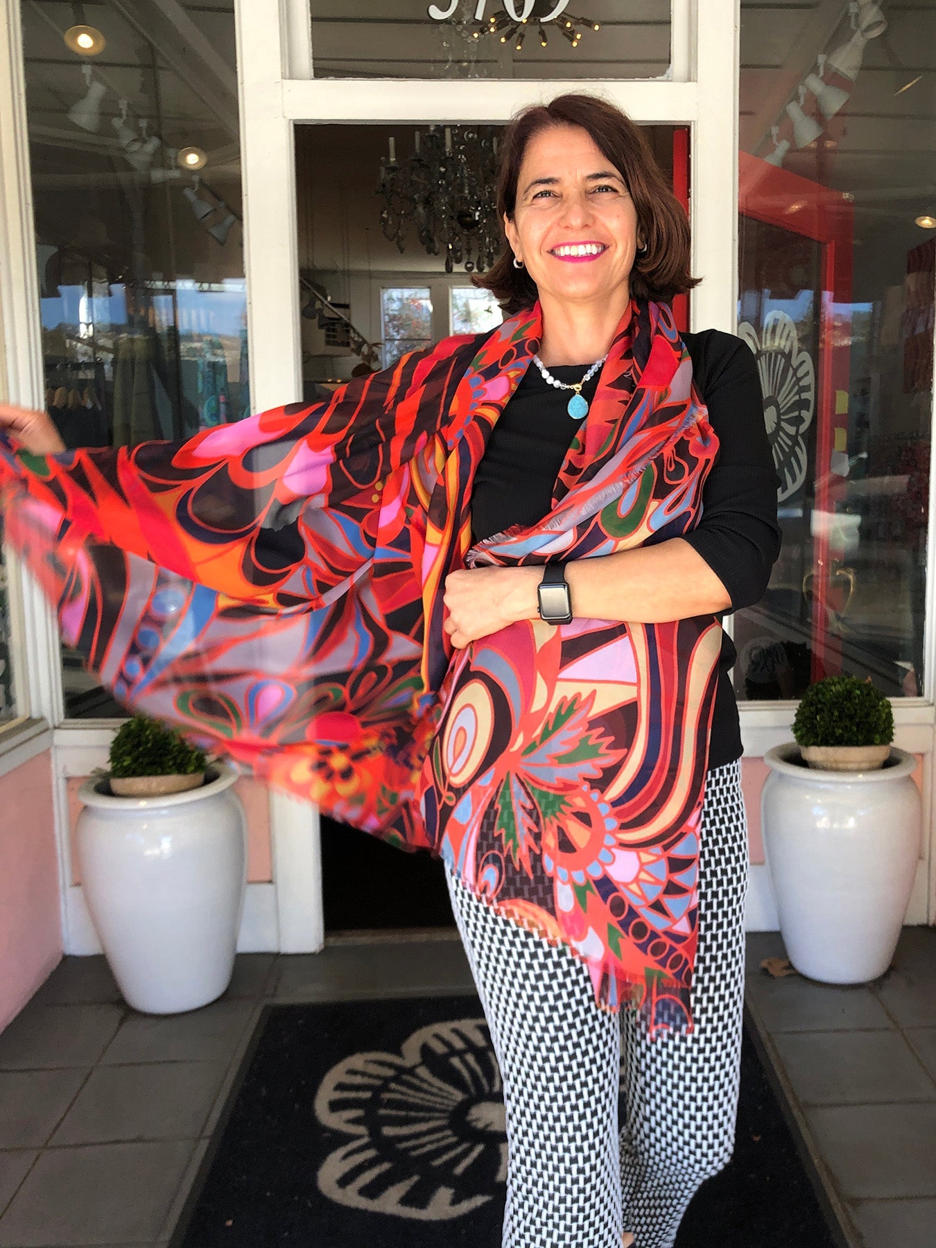 ESME silk scarf Shakalaka Orange - Lesley Evers-silk--