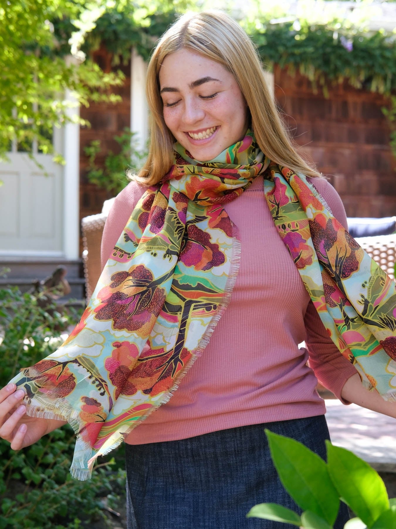ESME silk scarf Sonoma Landscape - Lesley Evers-silk--