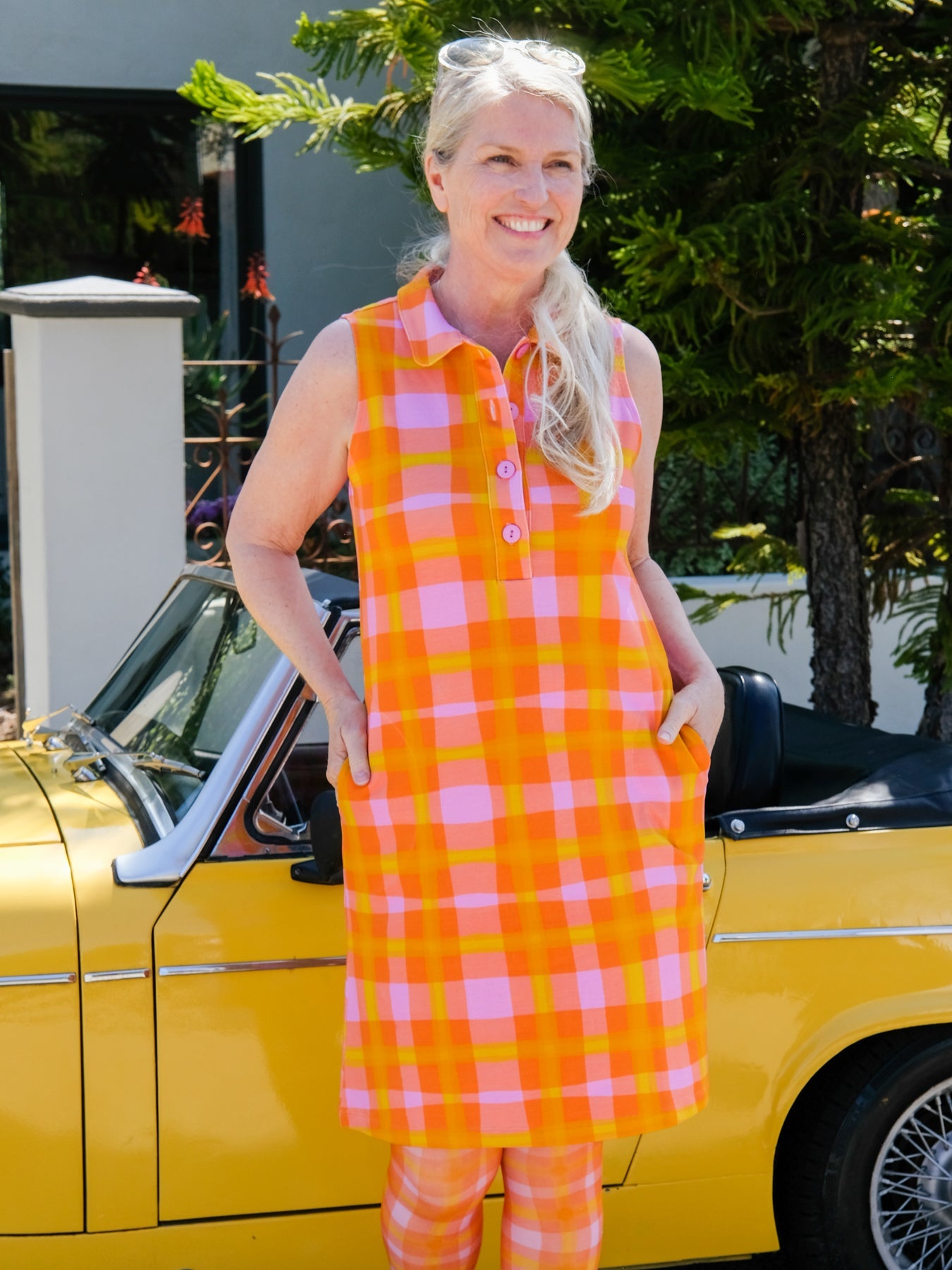 HALEY Sherbet Plaid - Lesley Evers-Dress-orange-orange dress